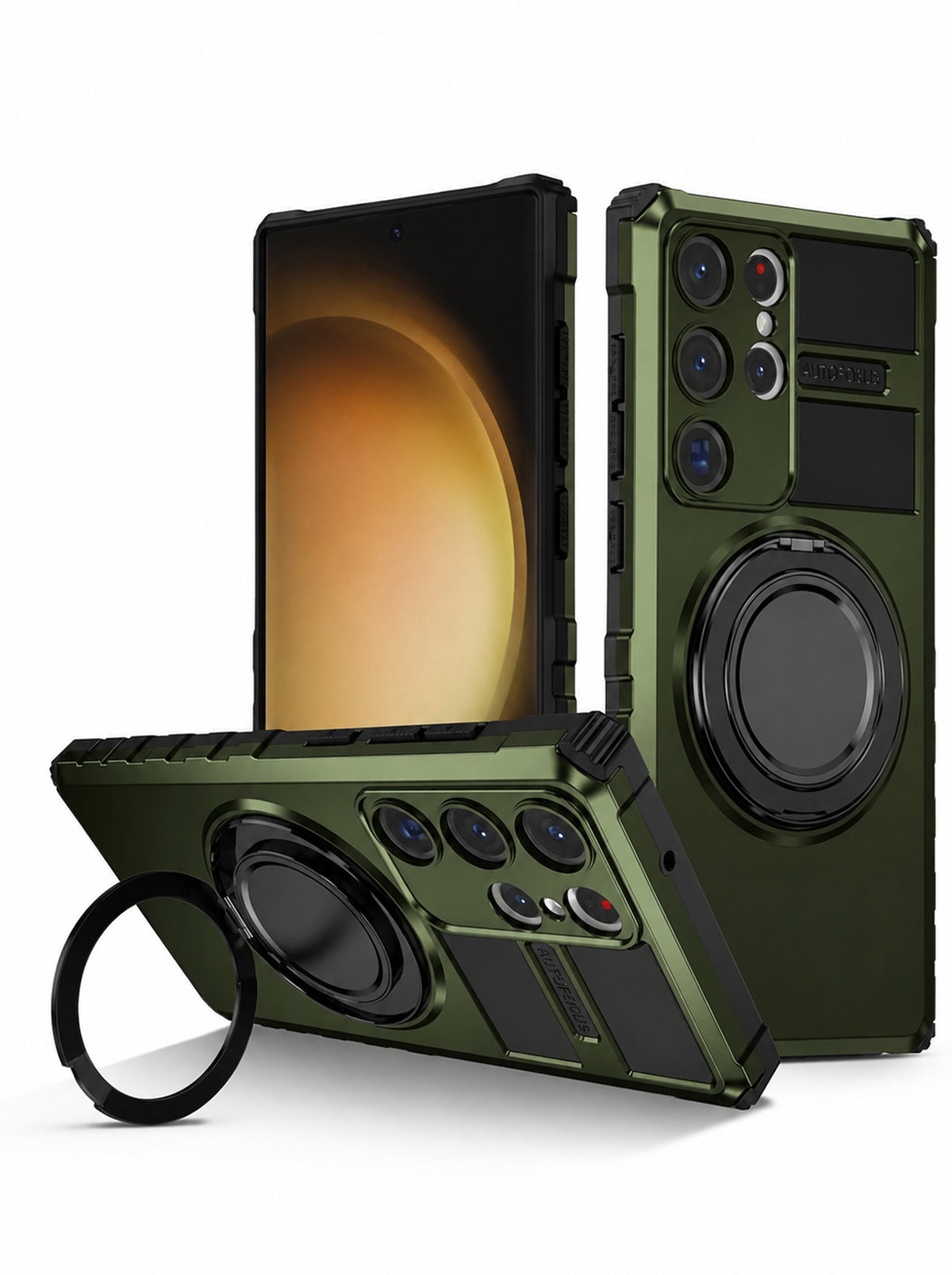 Samsung S23 Ultra | MagSafe Compatible | Magnetic Ring Holder | Soft TPU + Hard PC | Green