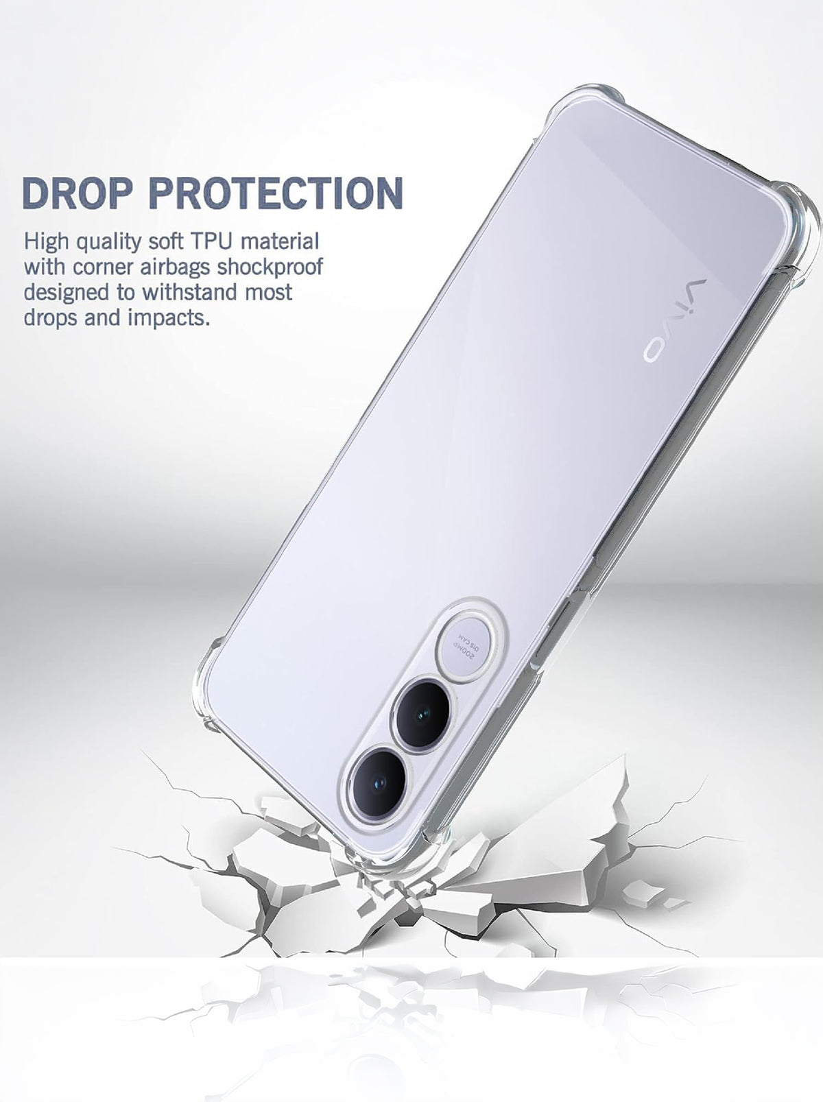 Vivo V70 FE | PC + TPU | Clear Transparent | 360 Edges Protection | Phone Bumper Case (Transparent)