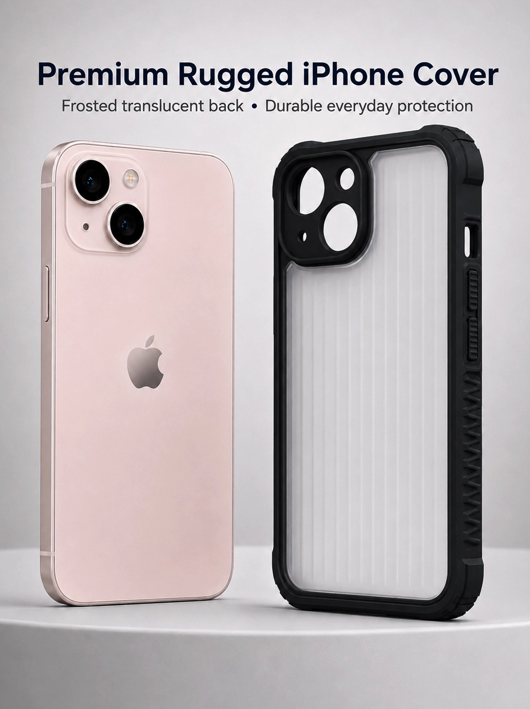 iPhone 13 | Fluted Texture Matte Case with Side Protection Grip | Black
