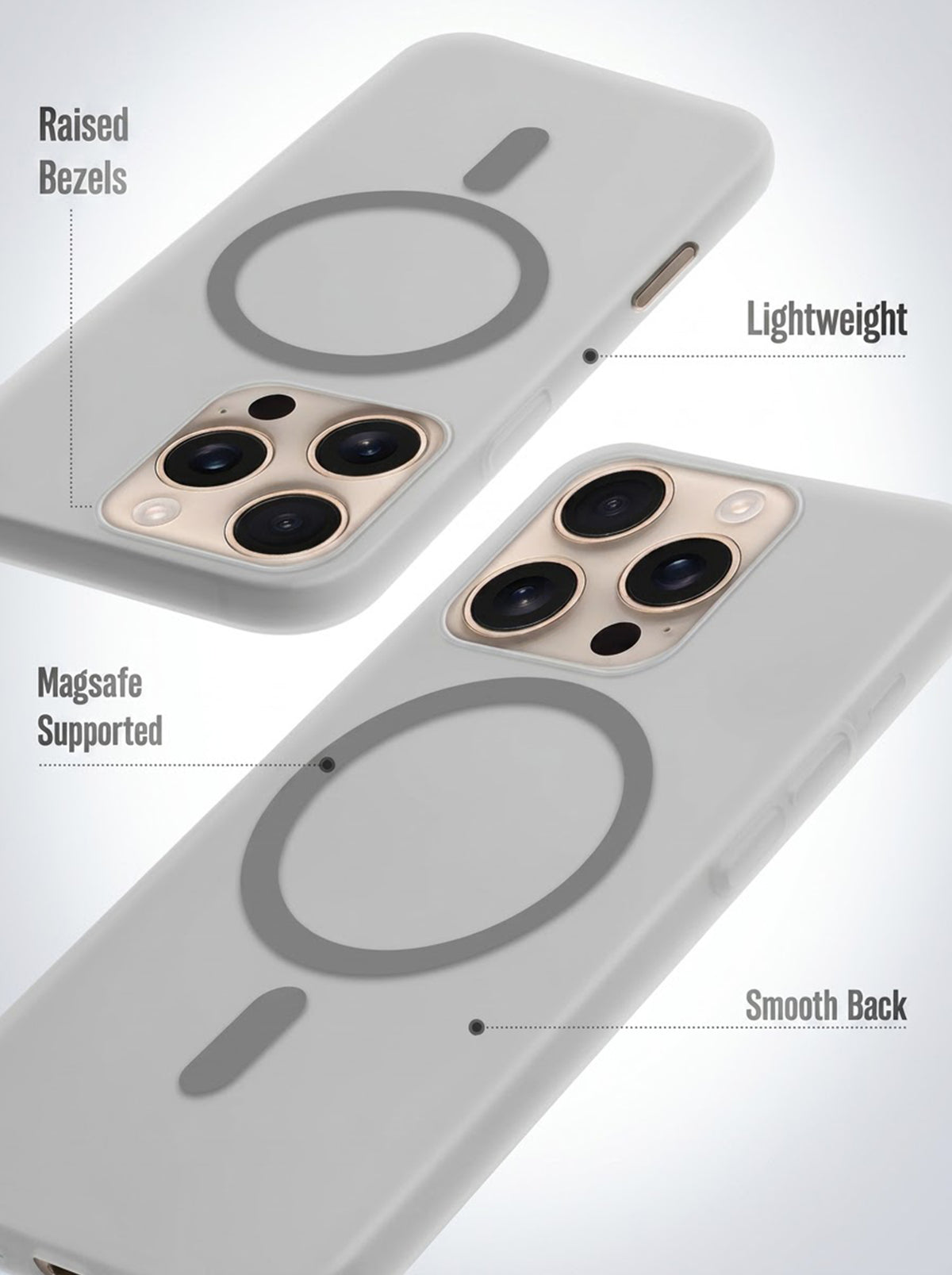 iPhone 16 Pro Max Case | Slim Matte | Magnetic Wireless Charging | IC Support | Gray