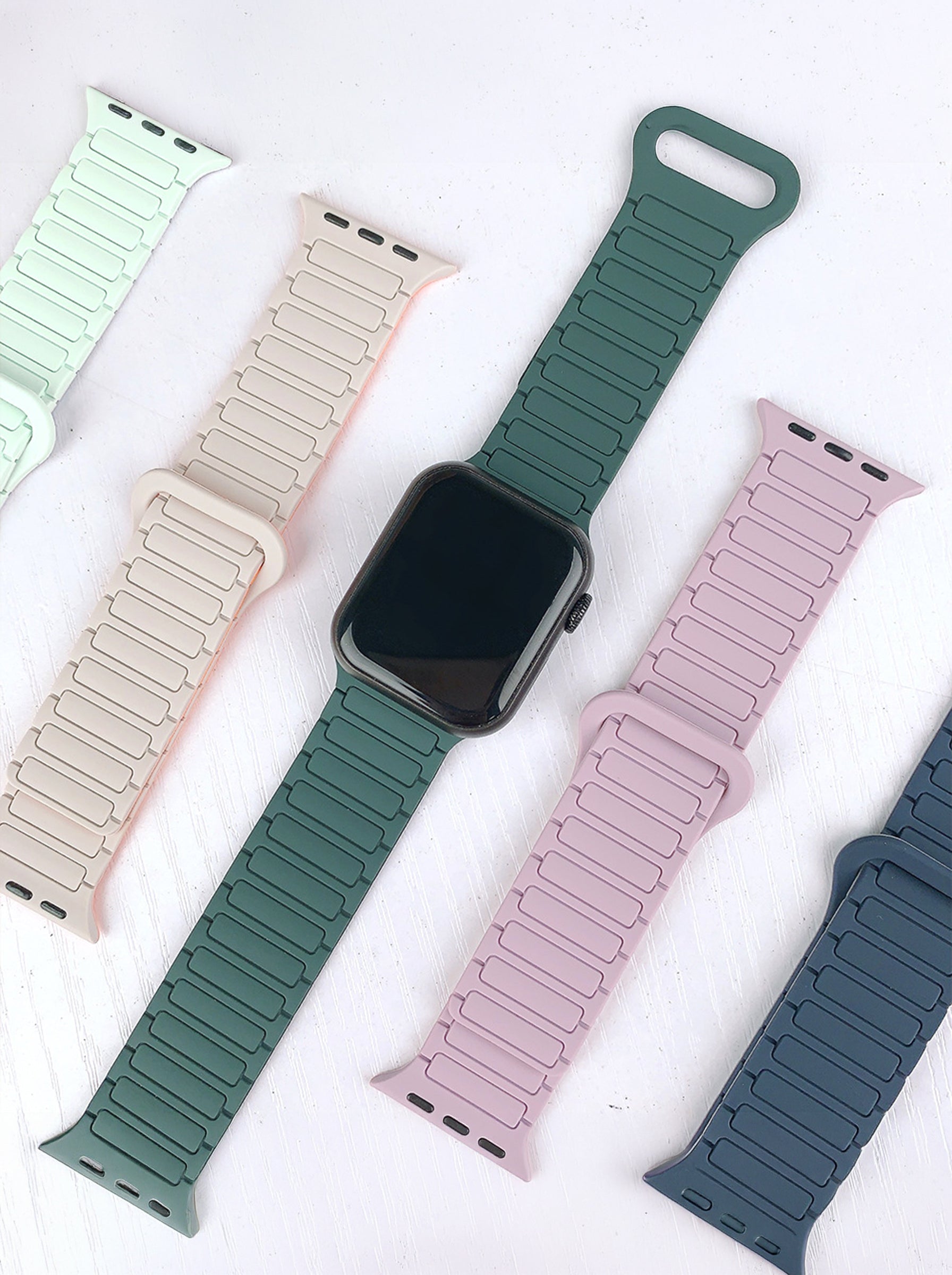 Magnetic Silicone Sport Strap For Apple Watch | 49mm / 46mm / 45mm / 44mm / 42mm | Army Green