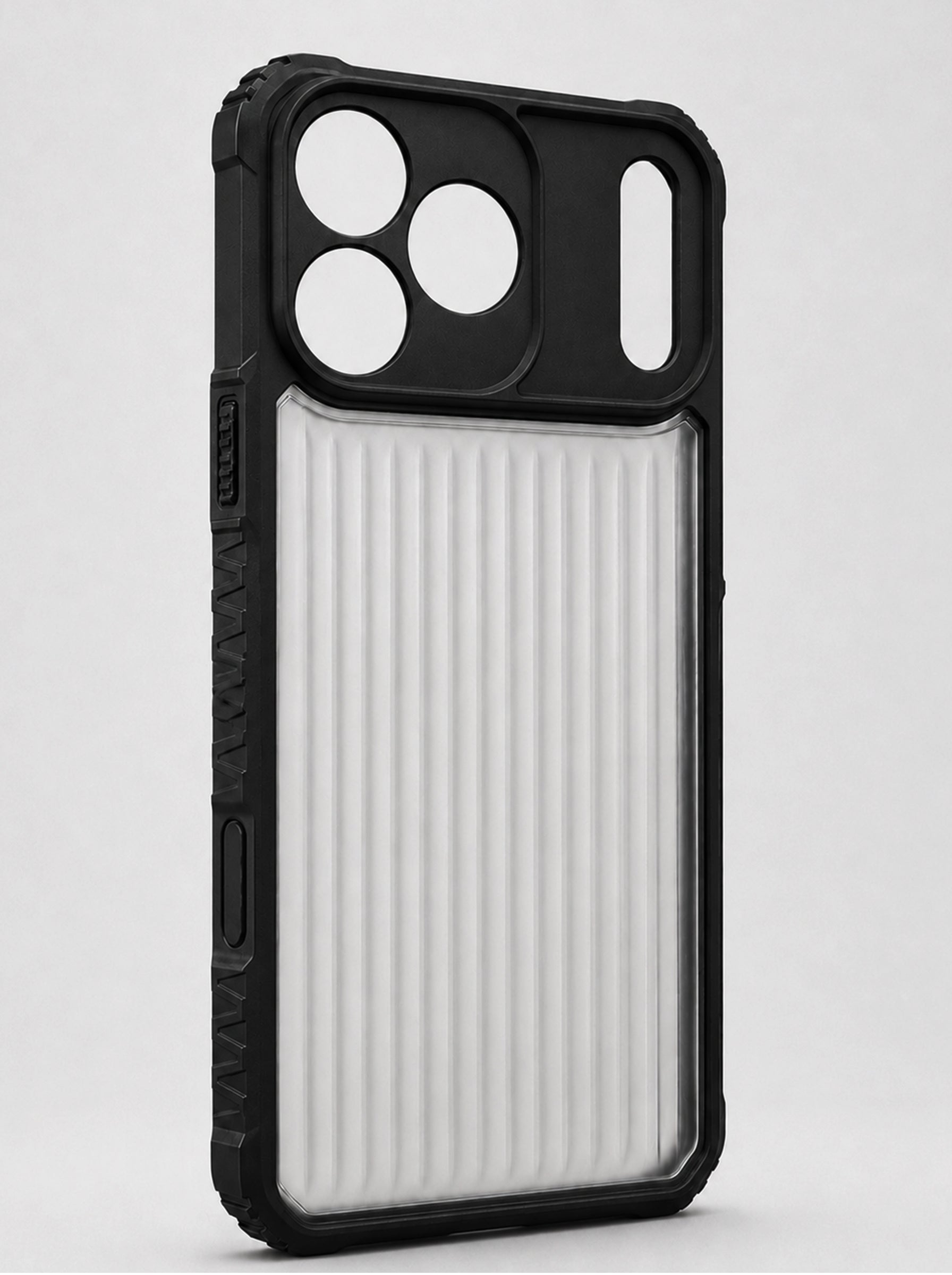 iPhone 17 Pro Max | Fluted Texture Matte Case with Side Protection Grip | Dark Black