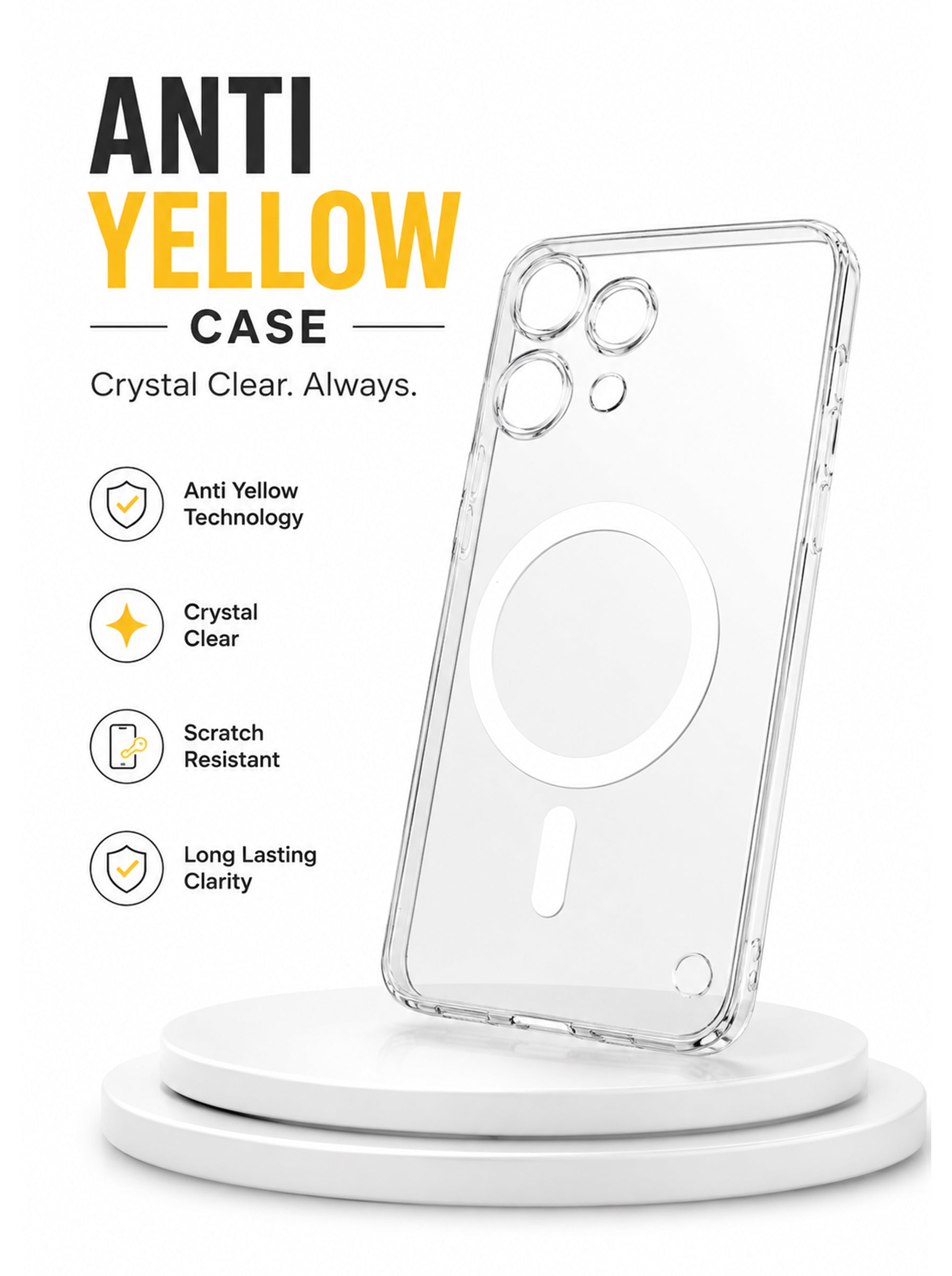 Nothing 3A Lite | Clear Hard PC Case | Anti-Yellow | MagSafe Compatible