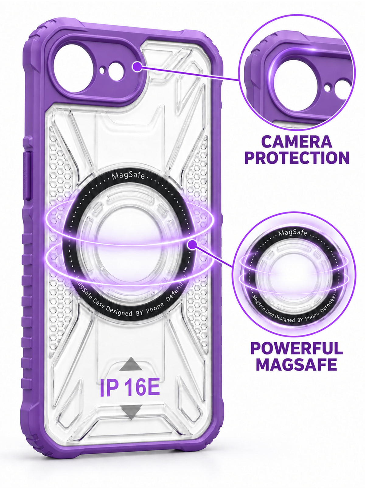 iPhone 16E | Fluted Texture Matte Case with Side Protection Grip | Purple