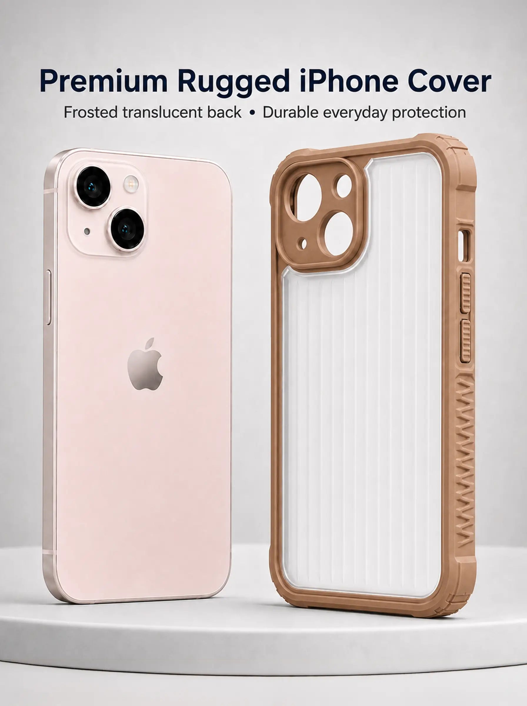 iPhone 13 | Fluted Texture Matte Case with Side Protection Grip | Brown
