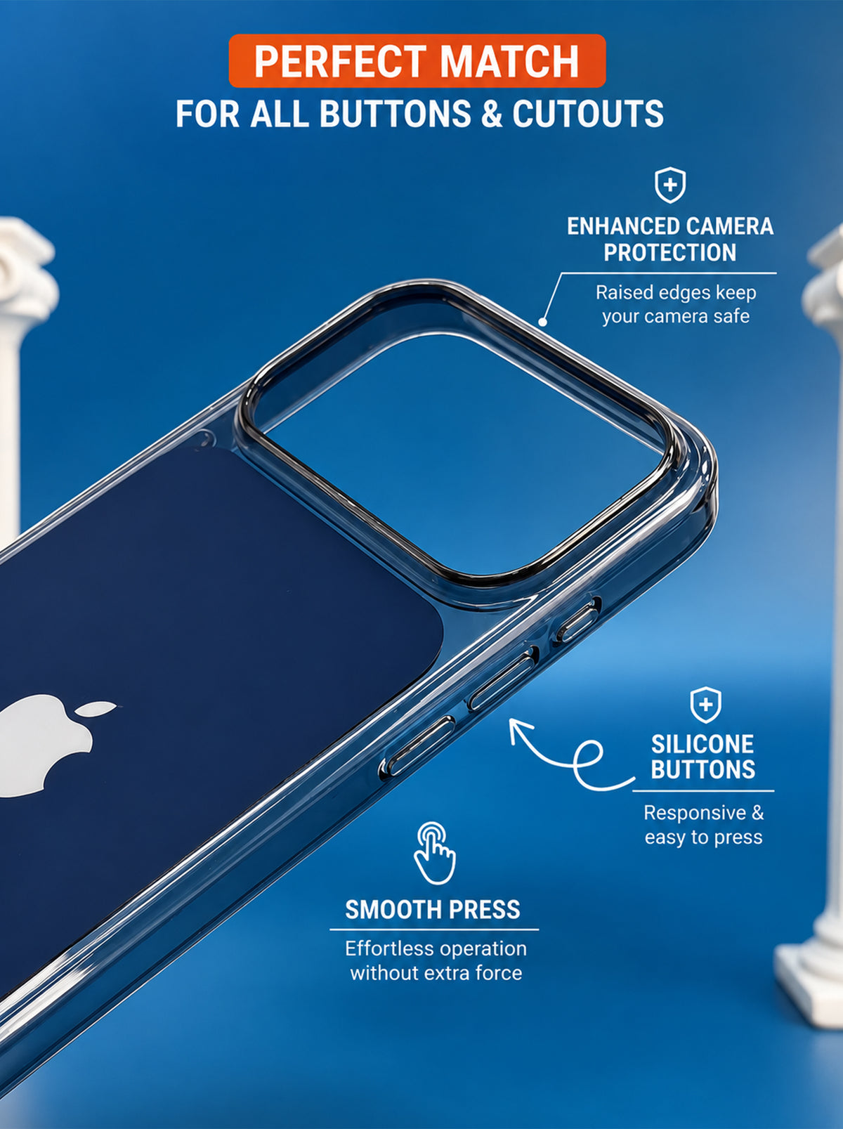 iPhone 17 Pro Max | Clear MagSafe Case with AI Button | Anti Yellow Cover | Blue