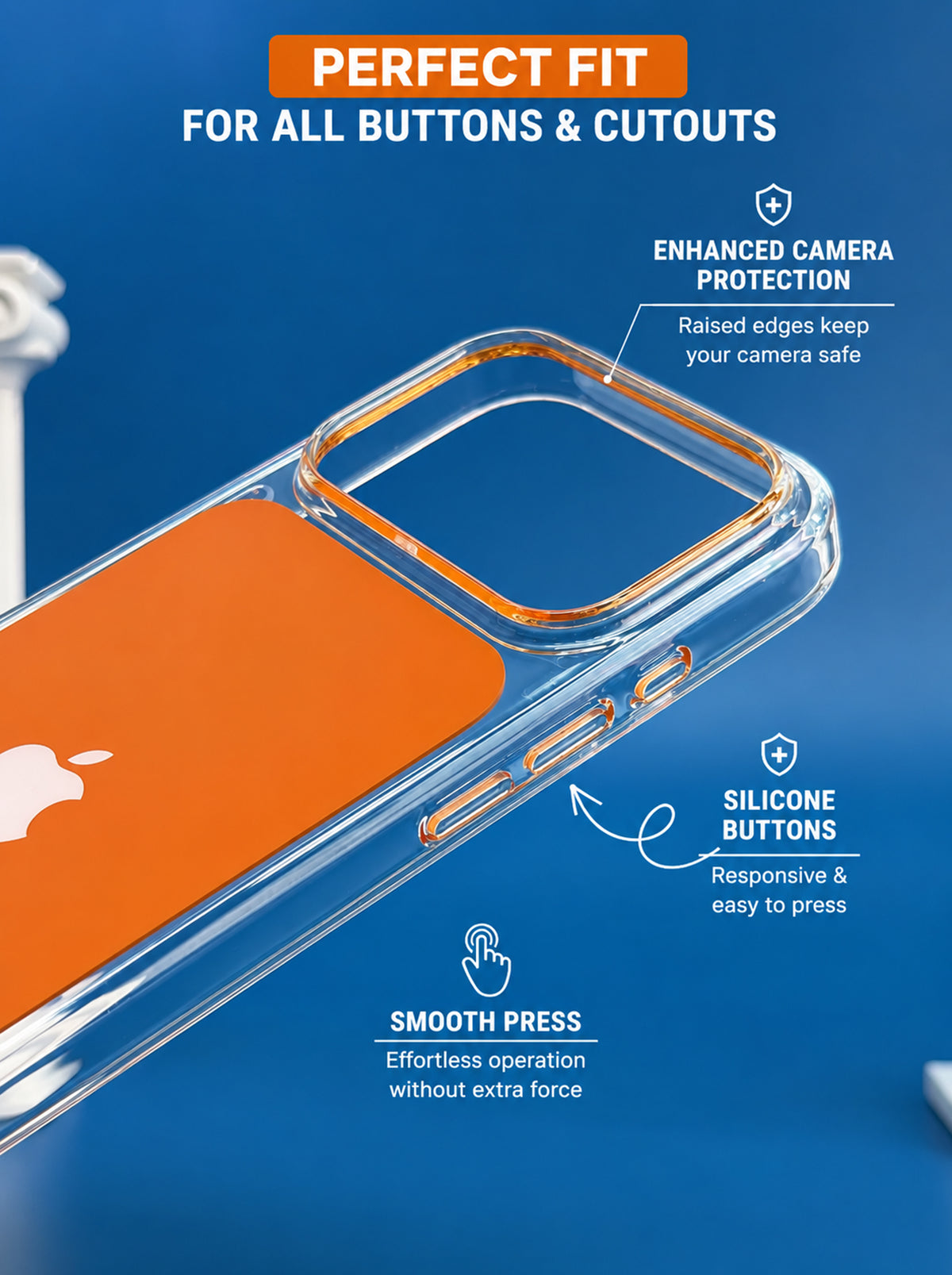 iPhone 17 Pro | Clear MagSafe Case with AI Button | Anti Yellow Cover | Orange