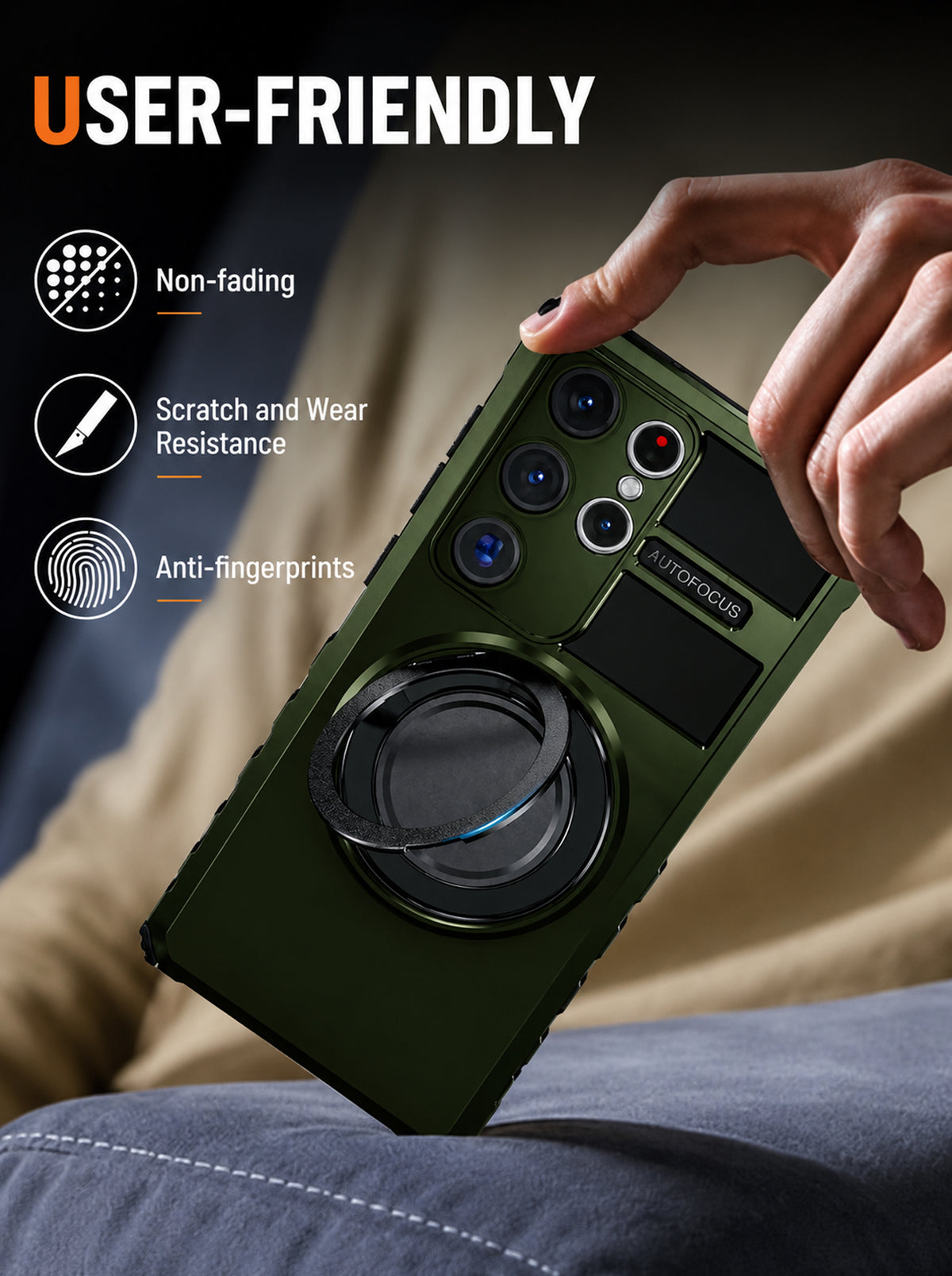 Samsung S23 Ultra | MagSafe Compatible | Magnetic Ring Holder | Soft TPU + Hard PC | Green