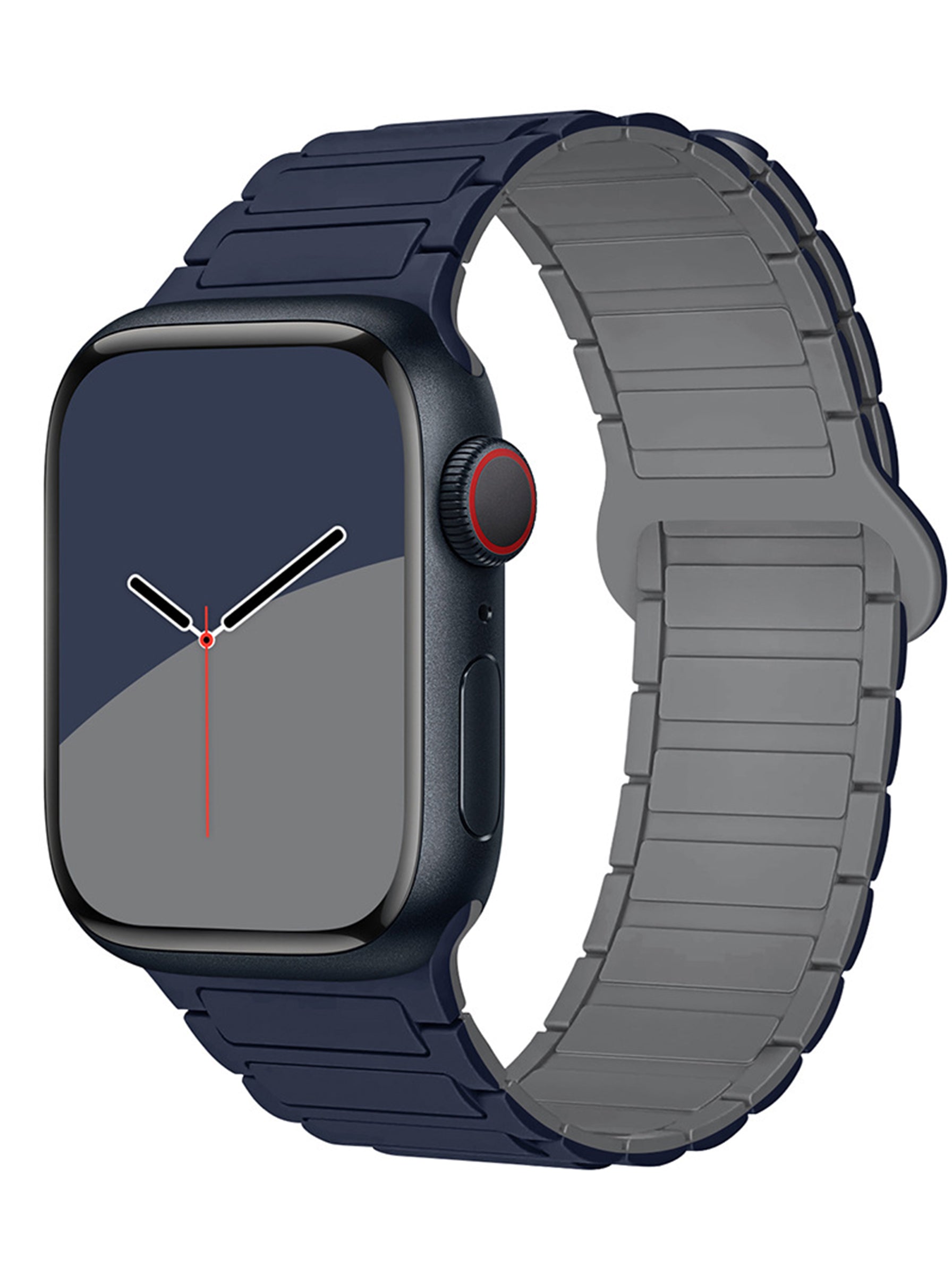 Magnetic Silicone Sport Strap For Apple Watch | 49mm / 46mm / 45mm / 44mm / 42mm | Blue+Gray