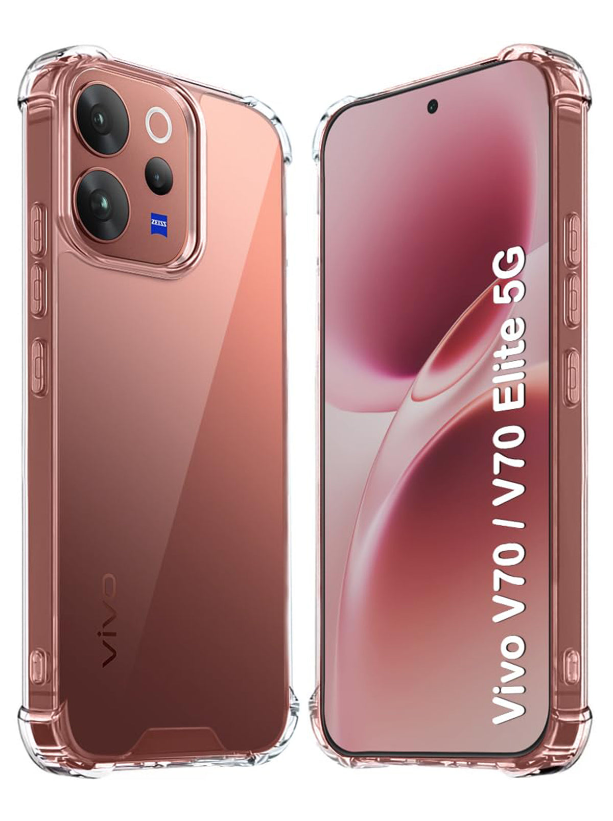 Vivo V70 Elite | PC + TPU | Clear Transparent | 360 Edges Protection | Phone Bumper Case (Transparent)