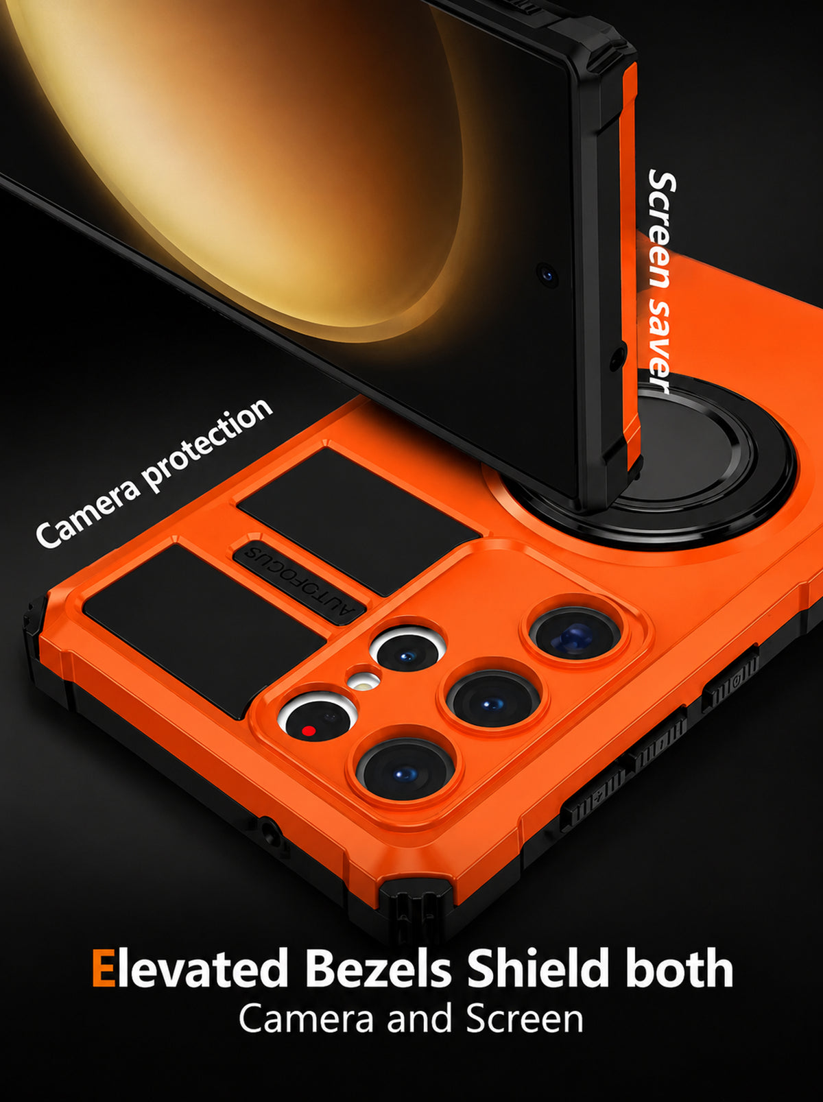 Samsung S23 Ultra | MagSafe Compatible | Magnetic Ring Holder | Soft TPU + Hard PC | Orange