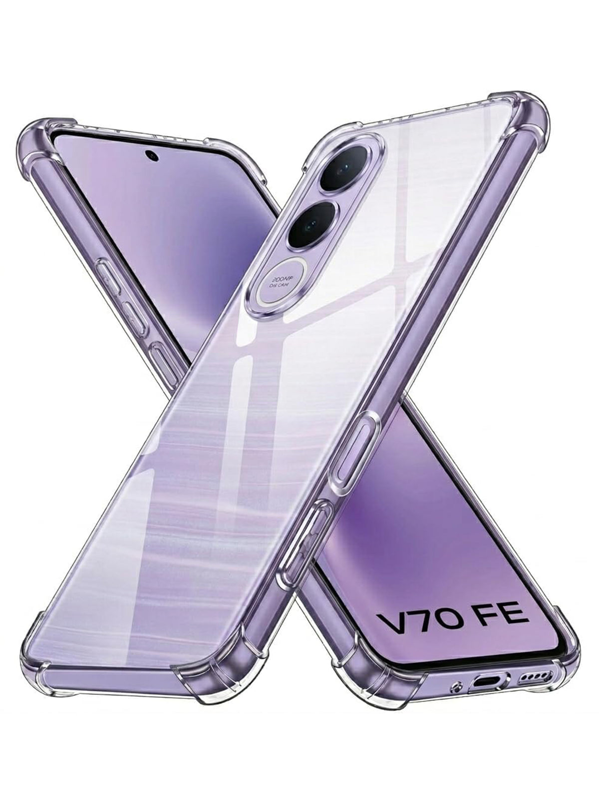 Vivo V70 FE | PC + TPU | Clear Transparent | 360 Edges Protection | Phone Bumper Case (Transparent)