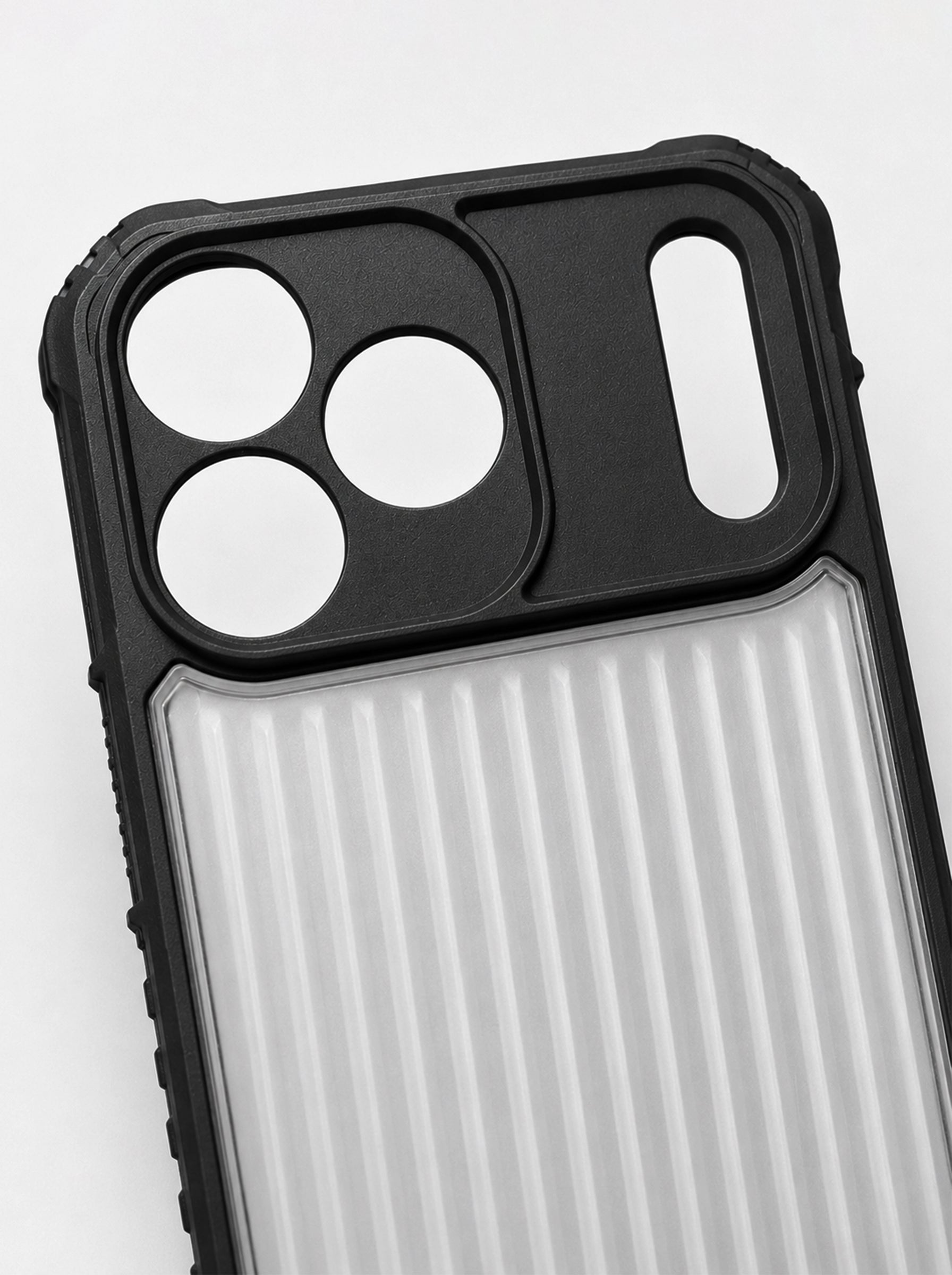iPhone 17 Pro Max | Fluted Texture Matte Case with Side Protection Grip | Dark Black