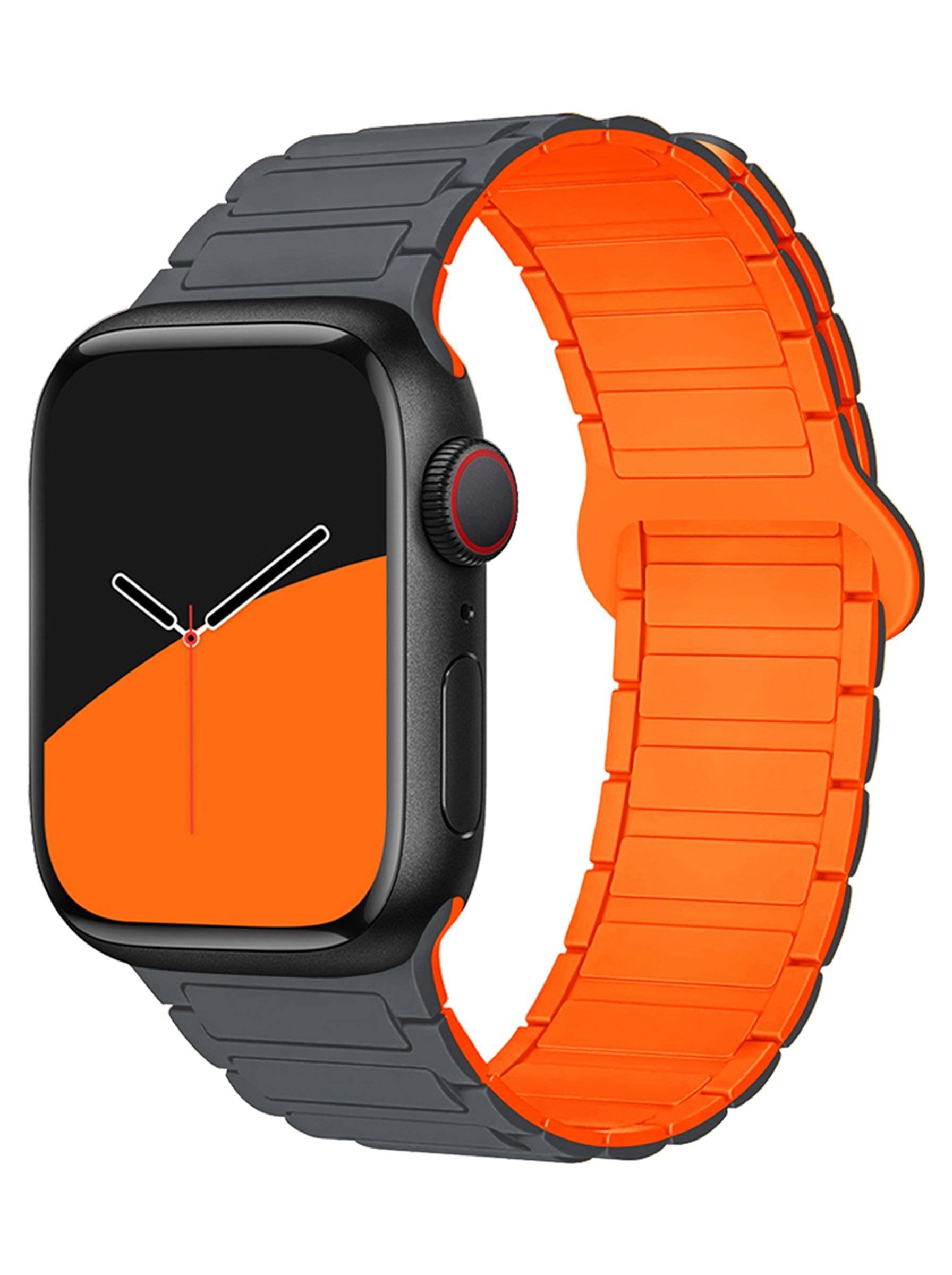 Magnetic Silicone Sport Strap For Apple Watch | 49mm / 46mm / 45mm / 44mm / 42mm | Gray+orange