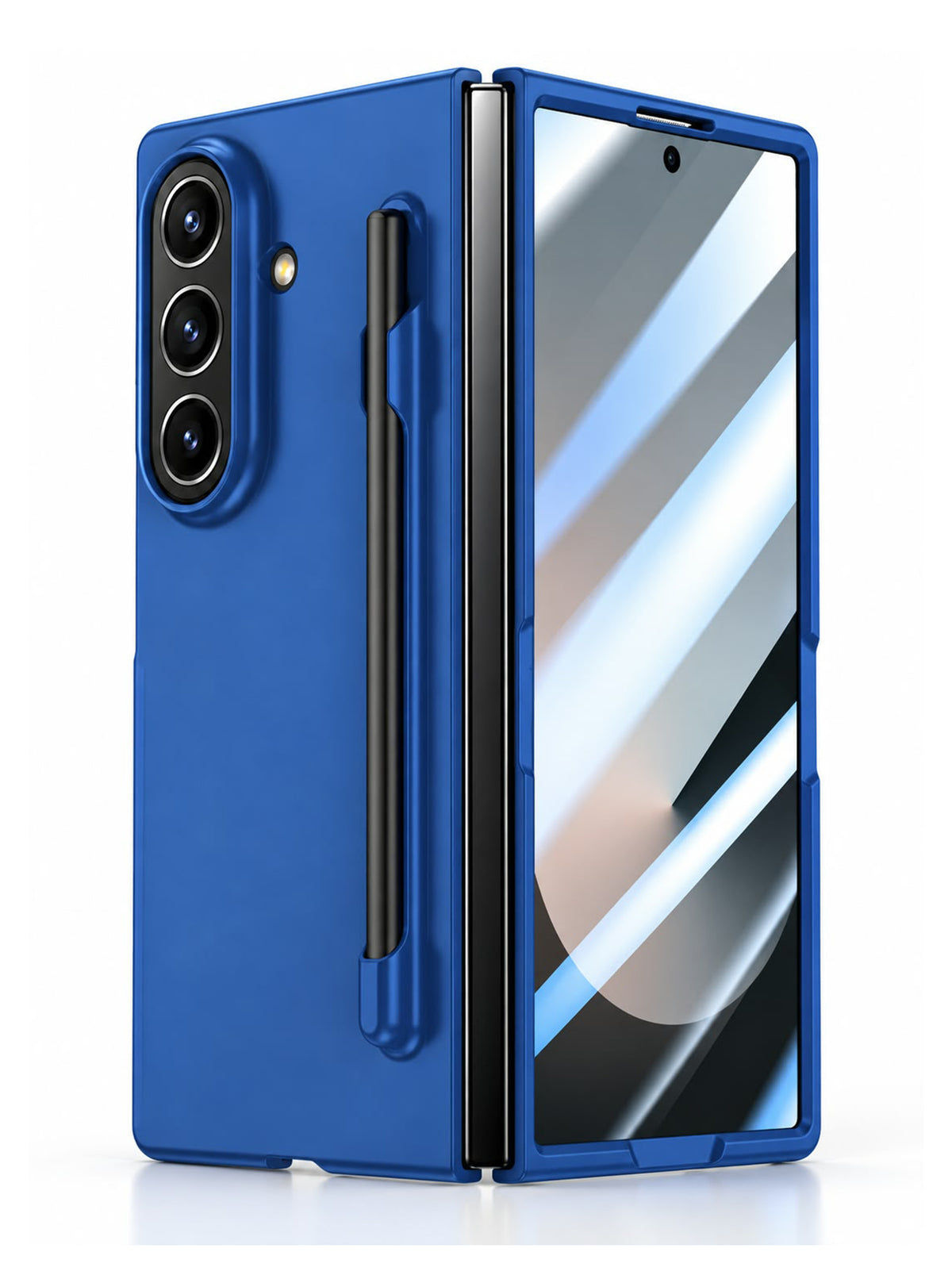 Samsung S Pen Case For Fold 5 | With Styles | Front Glass | Matt Finish | Navy Blue