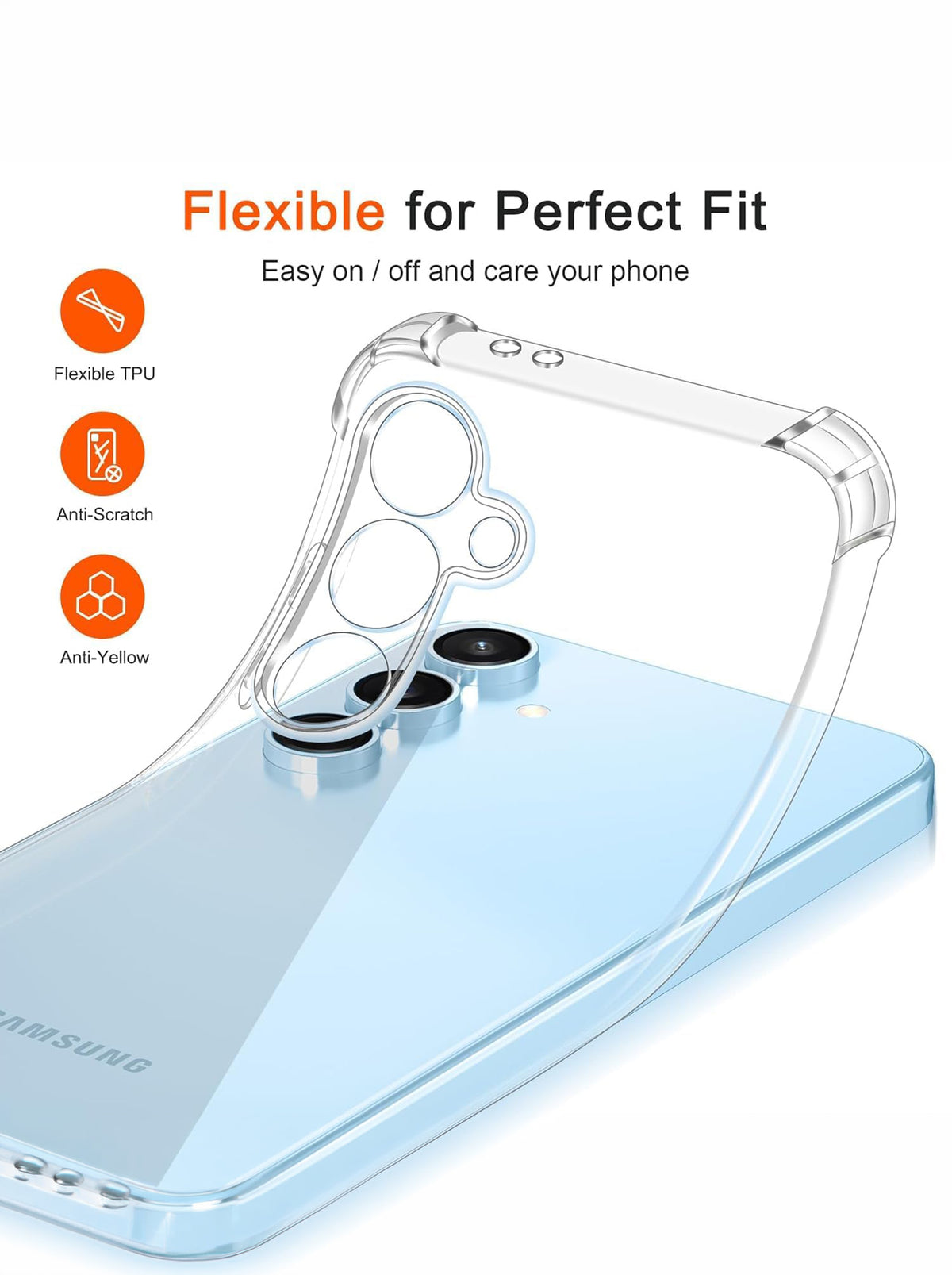 Samsung S24 FE | PC + TPU | Clear Transparent | 360 Edges Protection | Phone Bumper Case (Transparent)