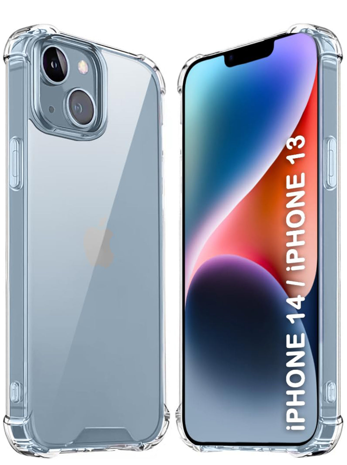 iPhone 14 | PC + TPU | Clear Transparent | 360 Edges Protection | Phone Bumper Case (Transparent)