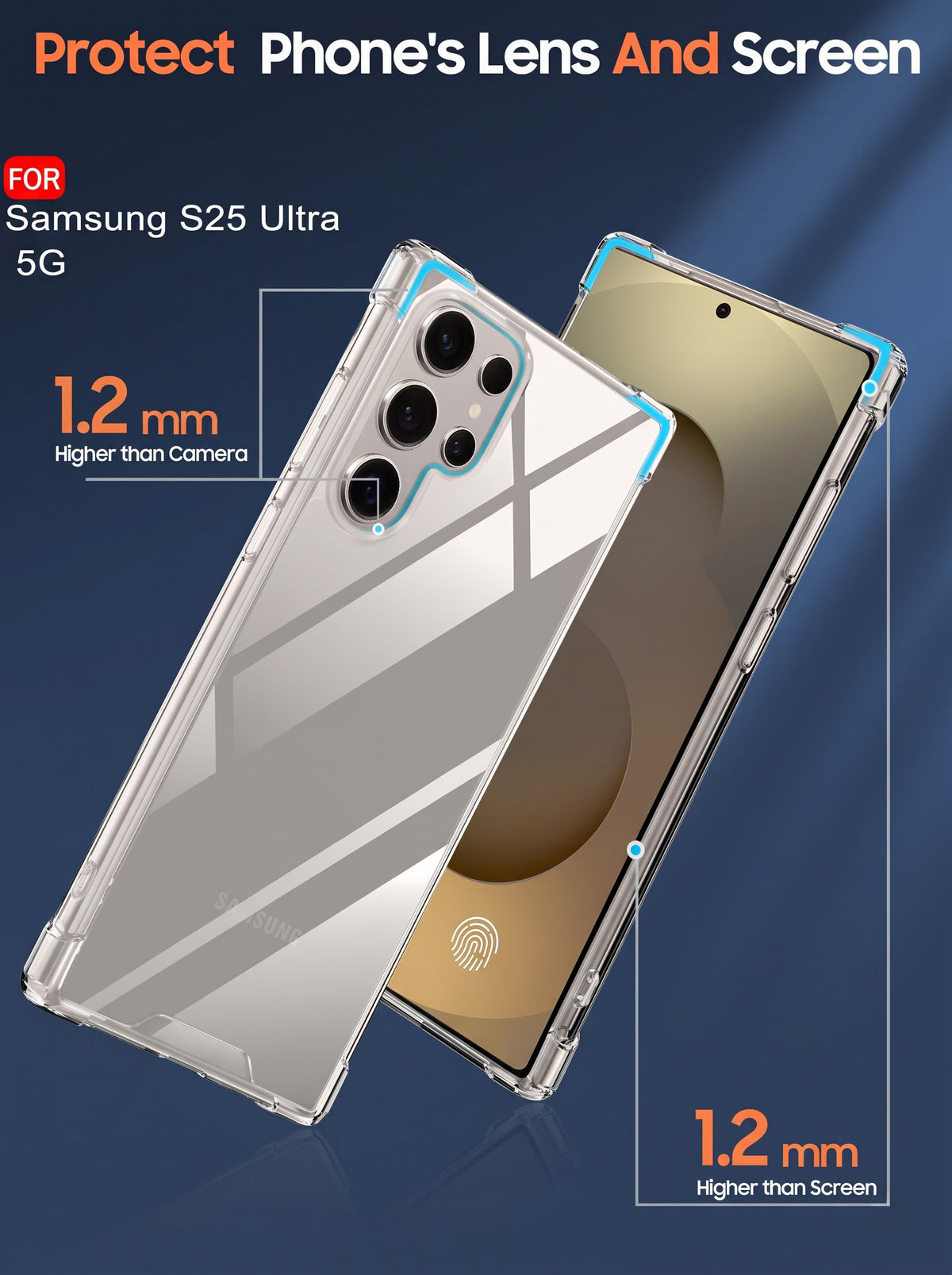 Samsung S25 Ultra | PC + TPU | Clear Transparent | 360 Edges Protection | Phone Bumper Case (Transparent)