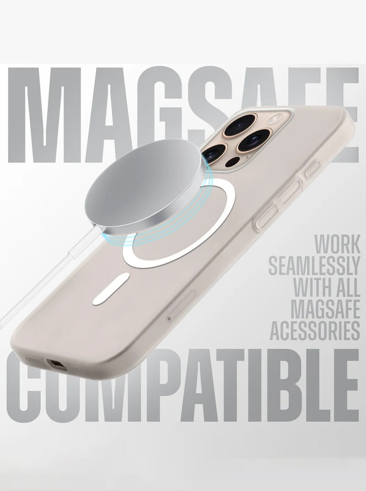iPhone 16 Pro Max Case | Slim Matte | Magnetic Wireless Charging | IC Support | White