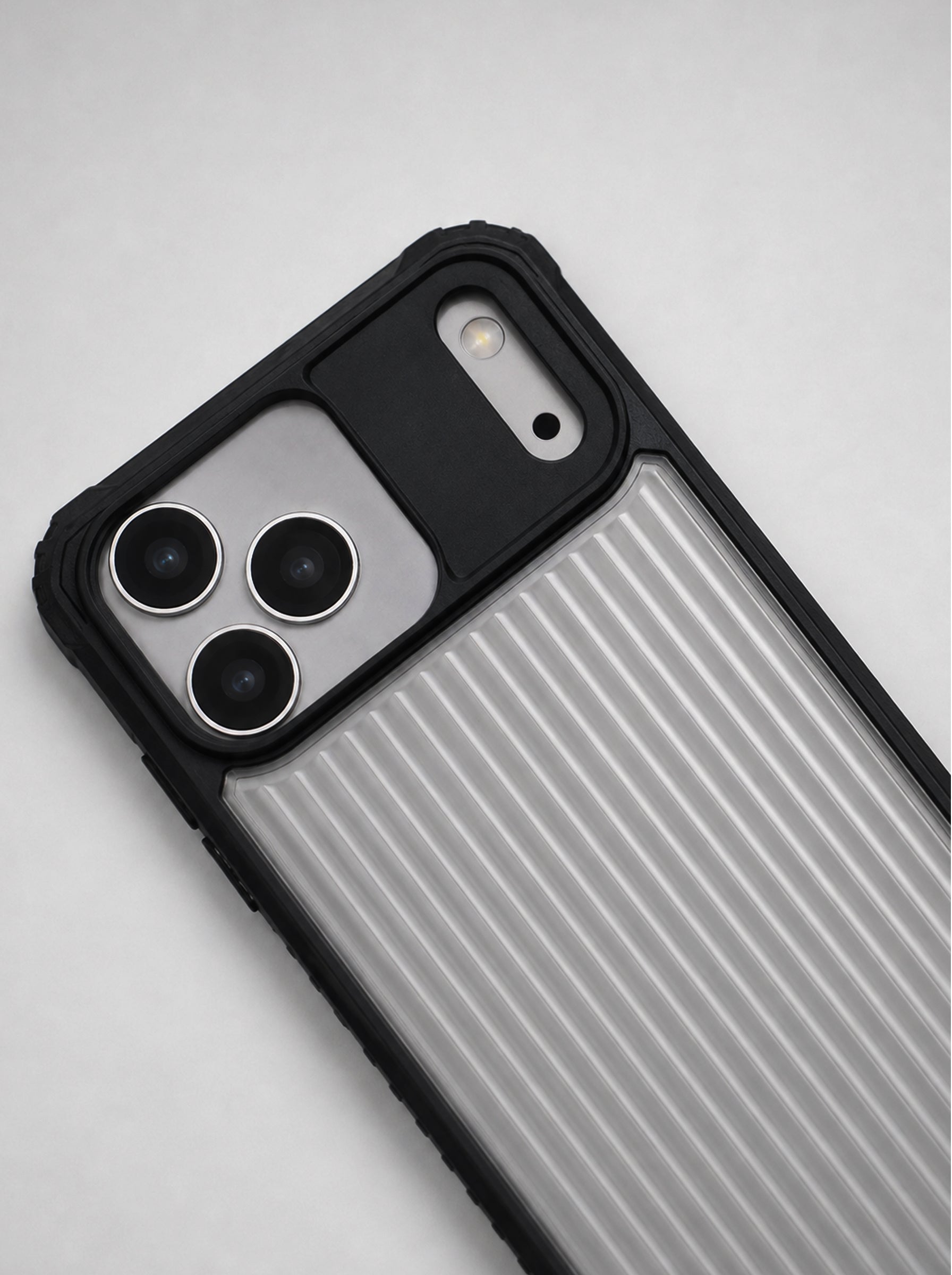 iPhone 17 Pro Max | Fluted Texture Matte Case with Side Protection Grip | Dark Black