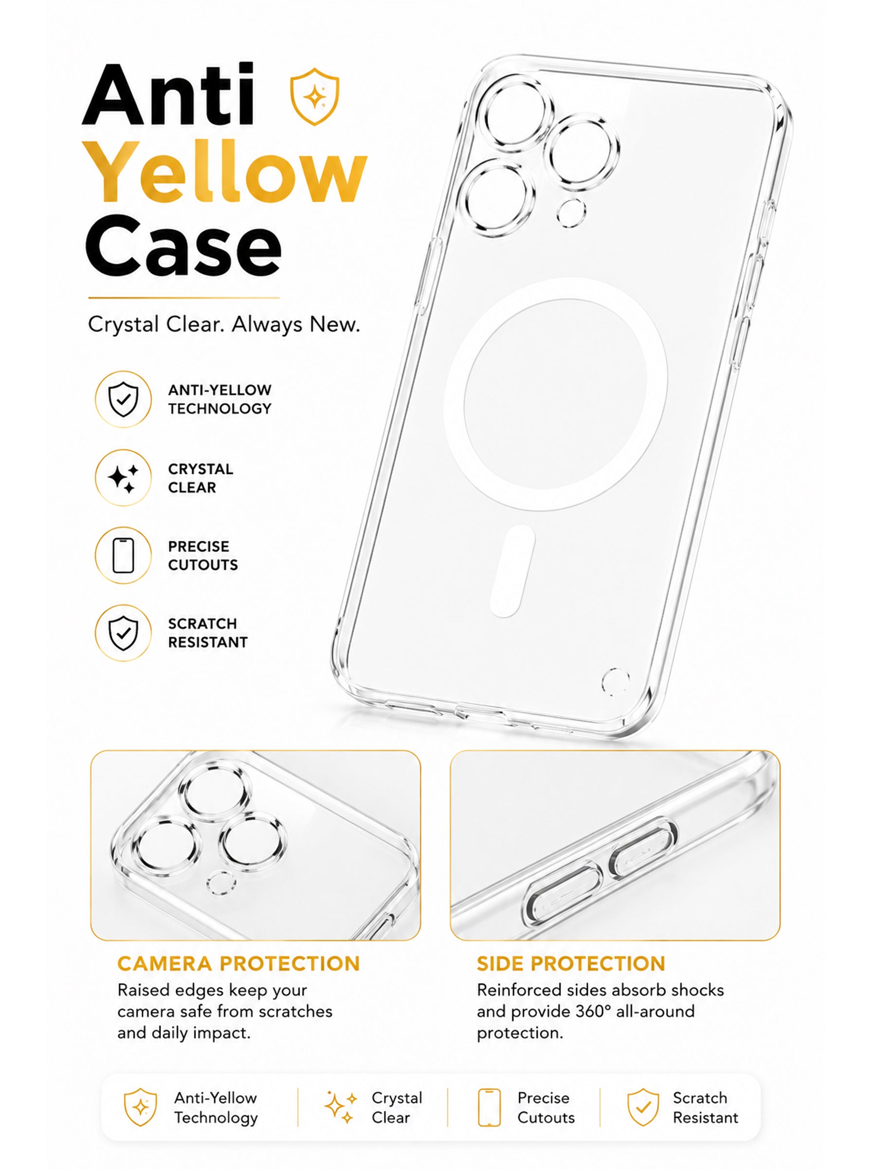 Nothing 3A Lite | Clear Hard PC Case | Anti-Yellow | MagSafe Compatible