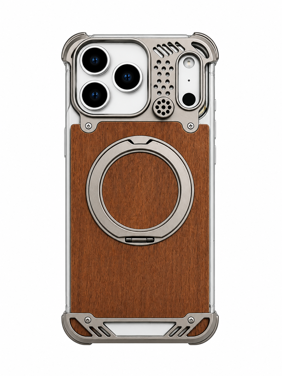 Wooden Metal case for iPhone 17 Pro Max | Silver