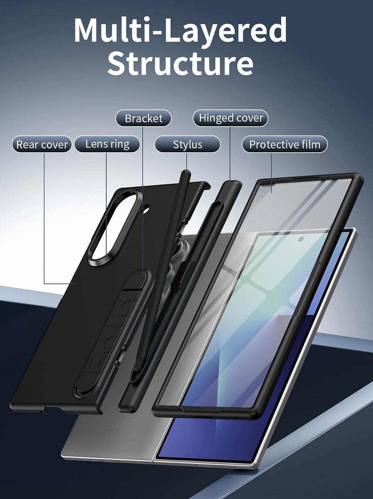 Samsung Galaxy Z Fold 7 | Full Body Protection | Screen Protector | Hinge Protection | Kickstand | Stylus | Black