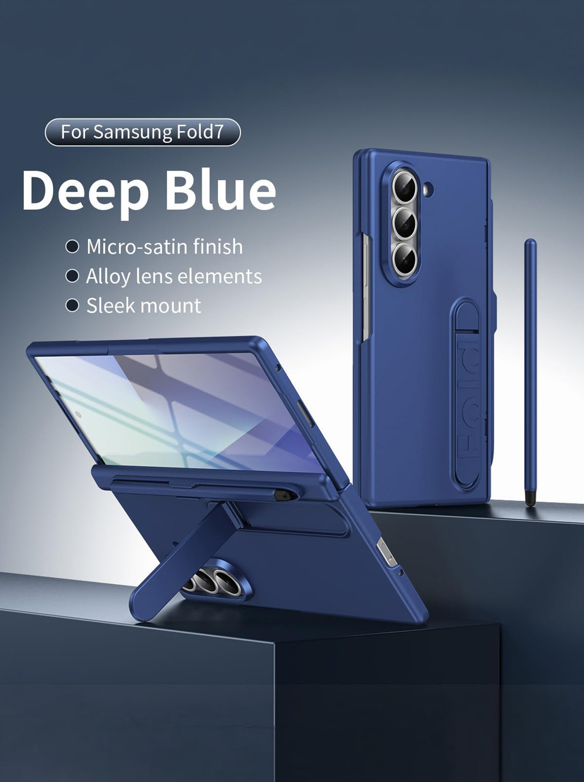 Samsung Galaxy Z Fold 7 | Full Body Protection | Screen Protector | Hinge Protection | Kickstand | Stylus | Blue