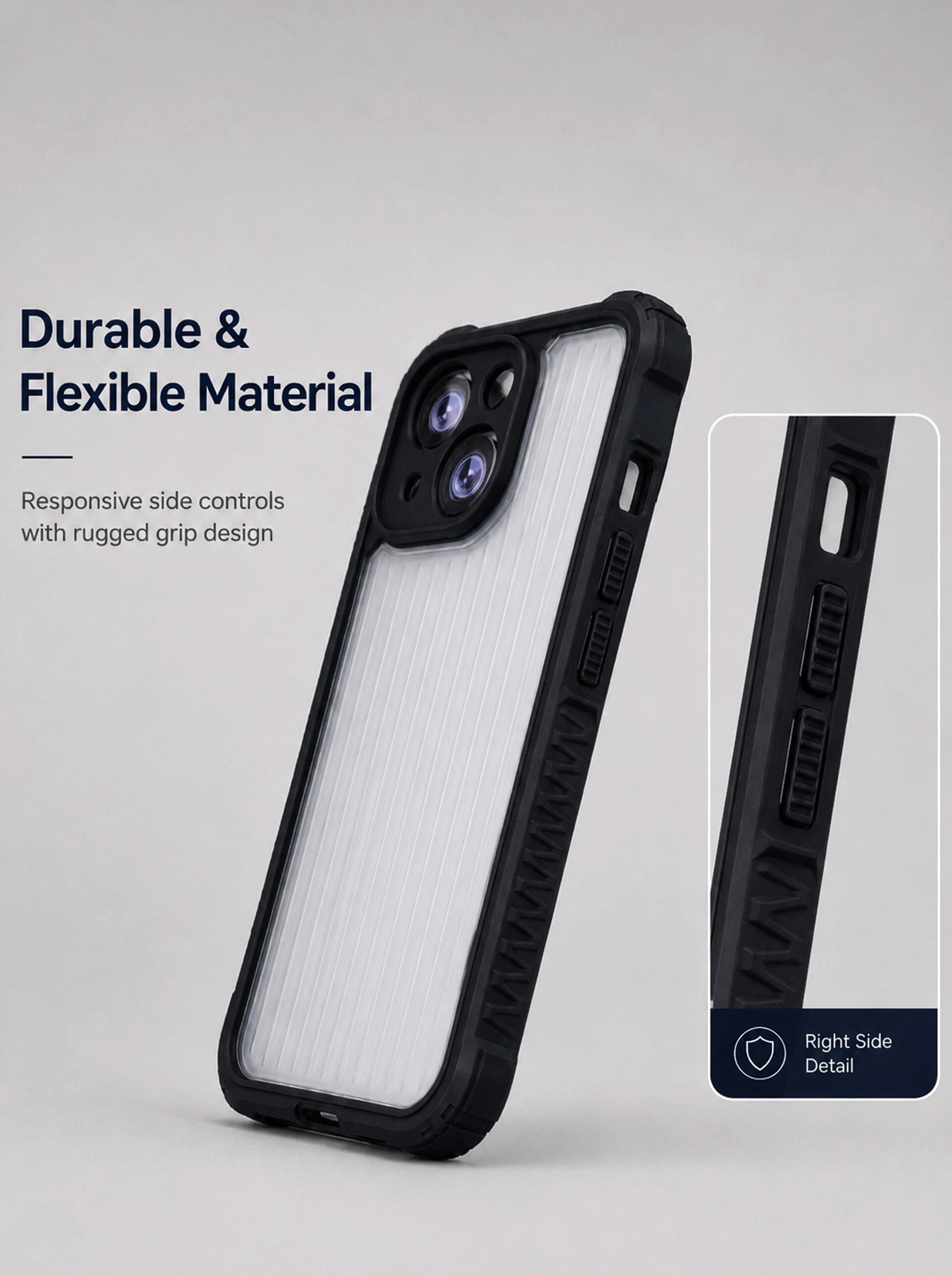 iPhone 13 | Fluted Texture Matte Case with Side Protection Grip | Black