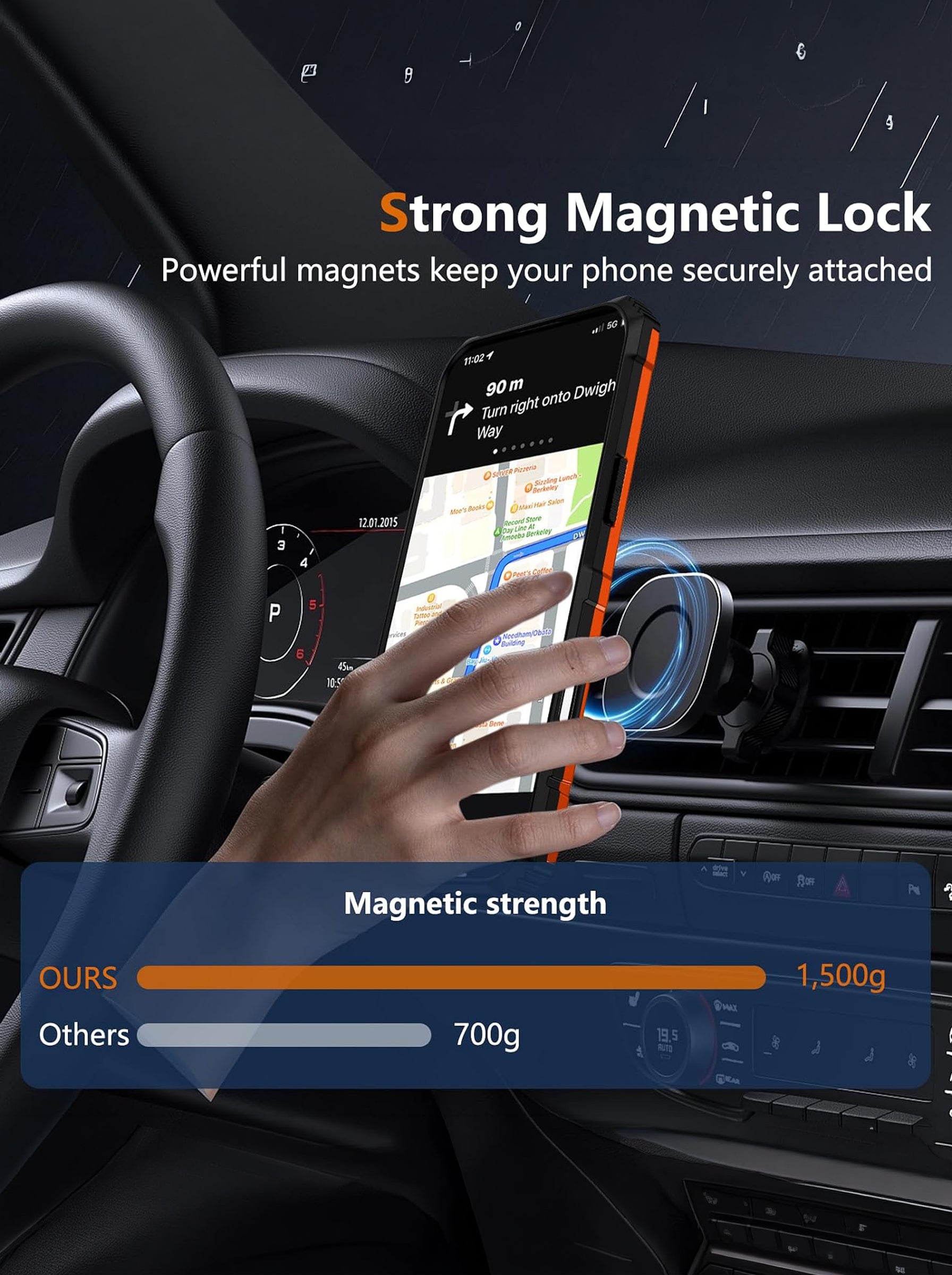 iPhone 16 Pro Max Case | MagSafe Compatible | Magnetic Ring Holder | Soft TPU + Hard PC | Orange