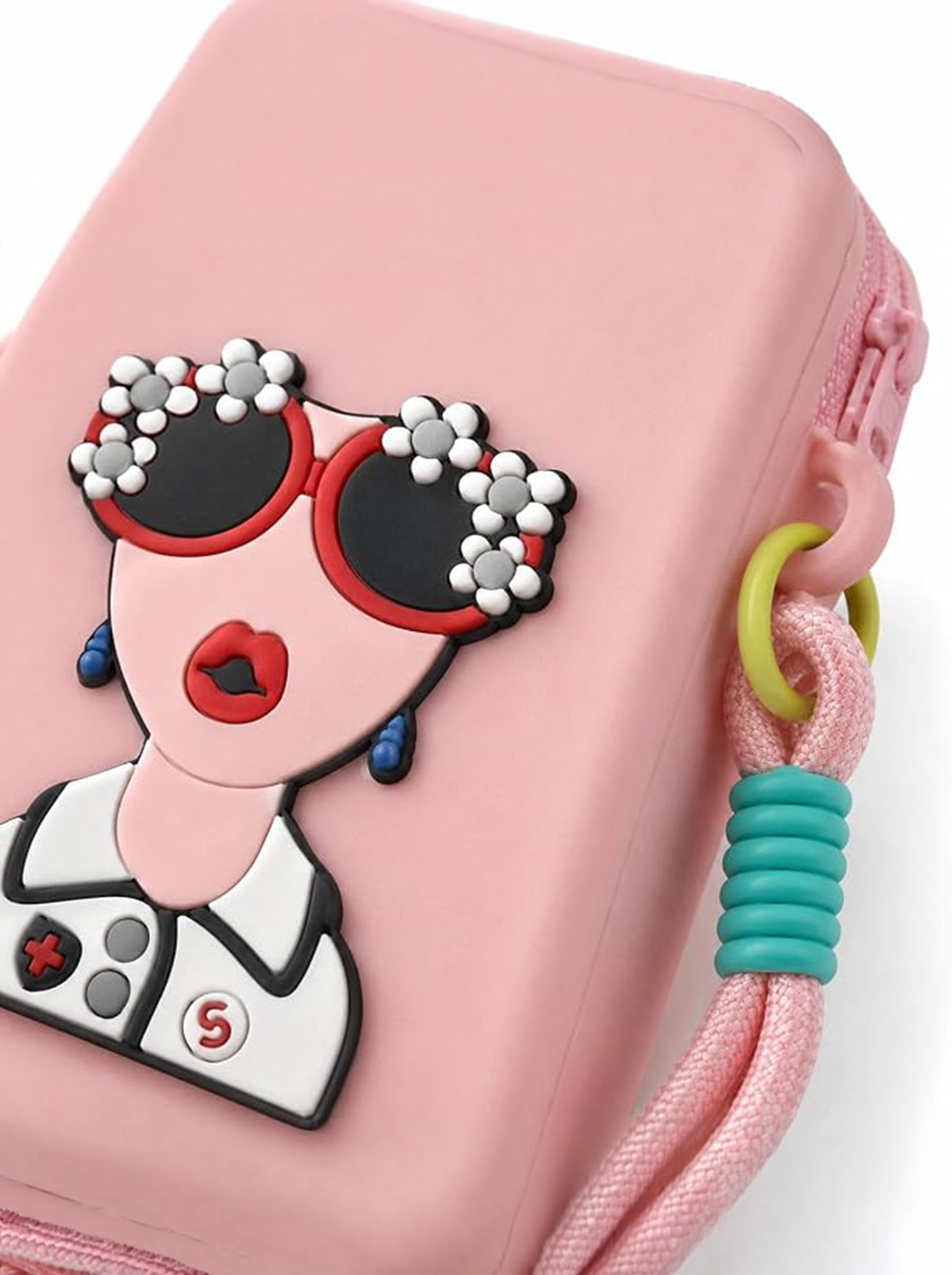 Silicone Mobile Phone Sling Bag for Women & Girls | Cute Cartoon Crossbody Pouch | Adjustable Strap | Mini Travel Bag | Pink