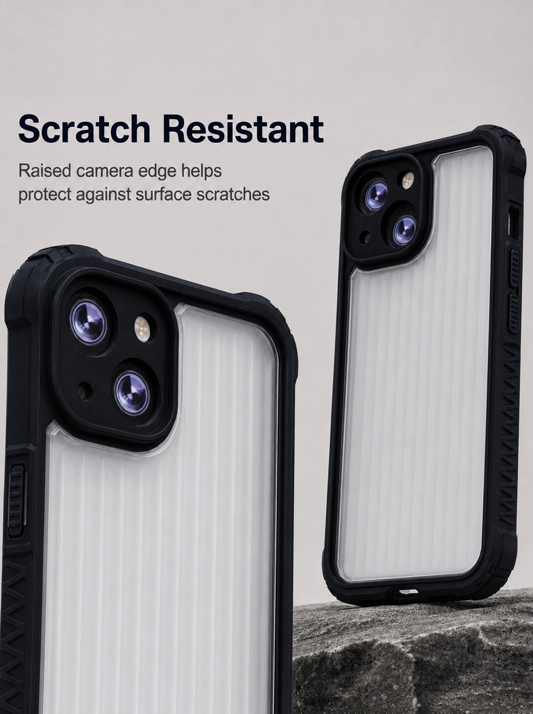 iPhone 13 | Fluted Texture Matte Case with Side Protection Grip | Black