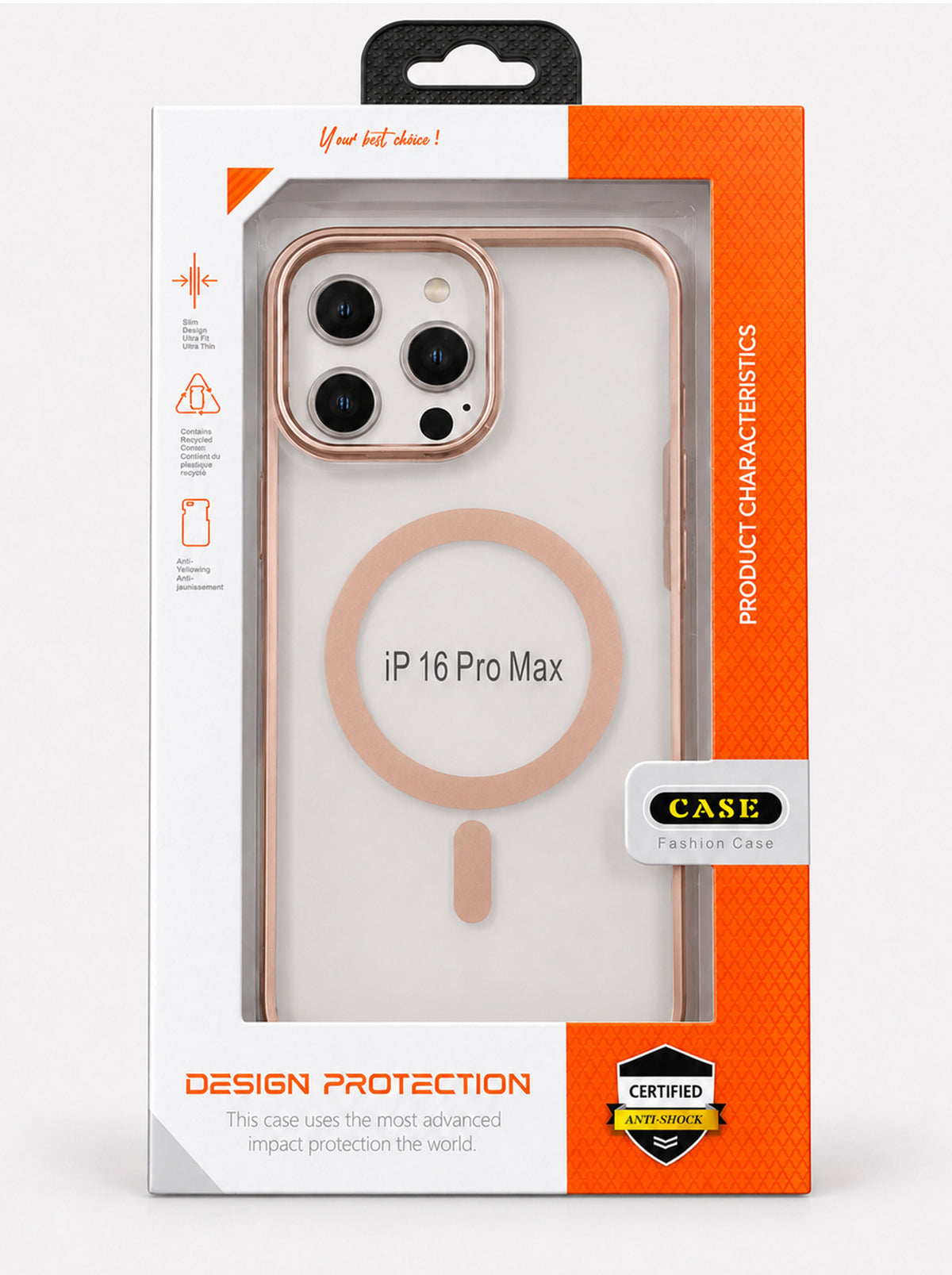 iPhone 16 Pro Max | Metallic phone case with MagSafe | Gold