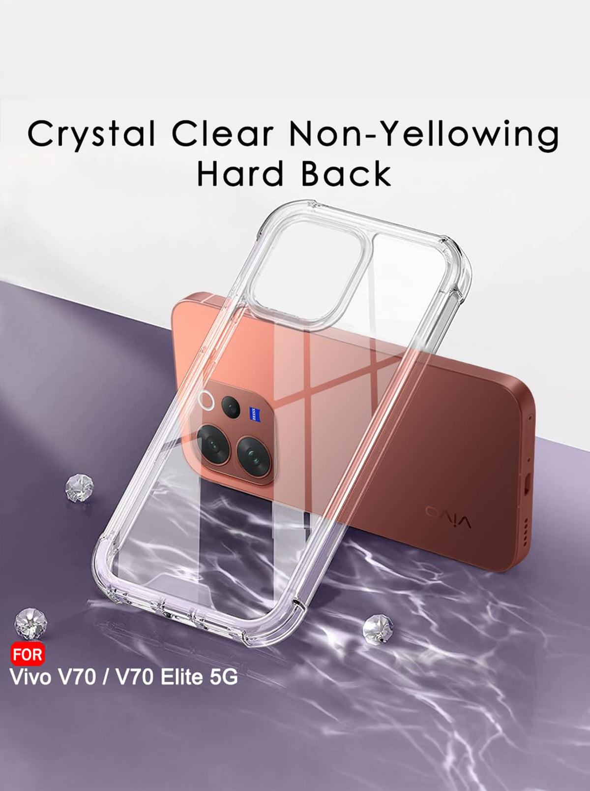 Vivo V70 Elite | PC + TPU | Clear Transparent | 360 Edges Protection | Phone Bumper Case (Transparent)
