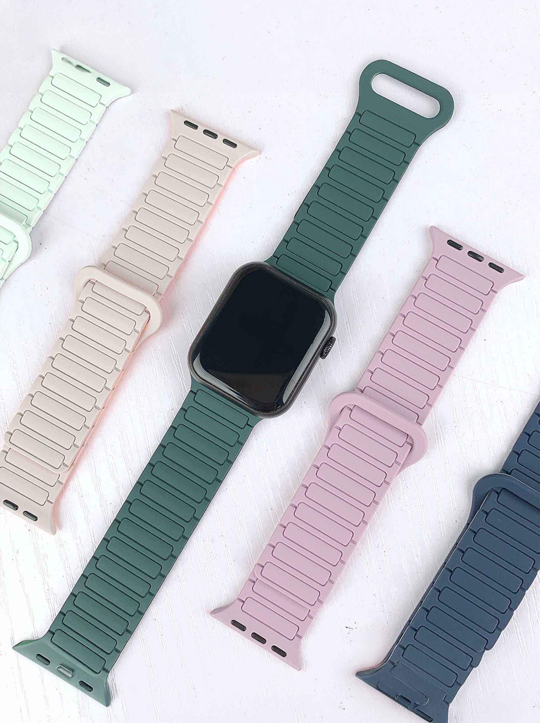 Magnetic Silicone Sport Strap For Apple Watch | 49mm / 46mm / 45mm / 44mm / 42mm | White+Wine