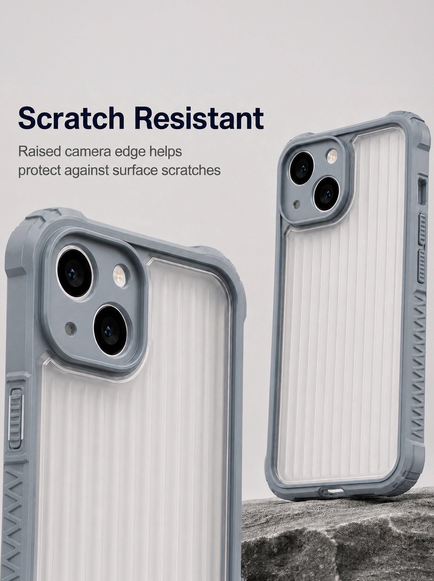 iPhone 13 | Fluted Texture Matte Case with Side Protection Grip | Gray