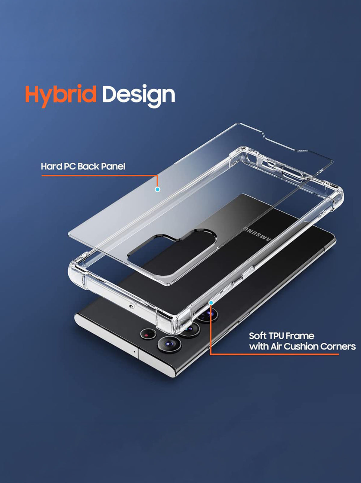 Samsung Galaxy S22 Ultra | Shockproof Clear Back Cover Case | 360 Degree Protection | Hard Transparent Back Cover | TPU+PC