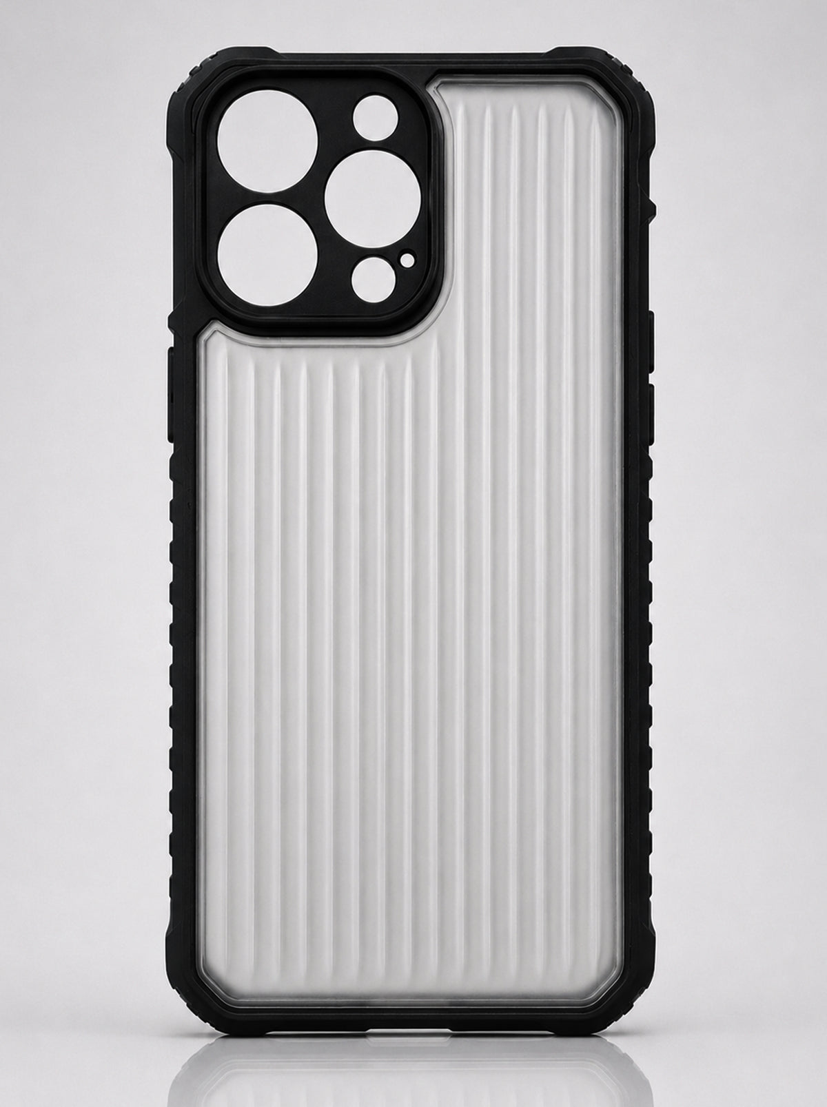 iPhone 16 Pro | Fluted Texture Matte Case with Side Protection Grip | Dark Black