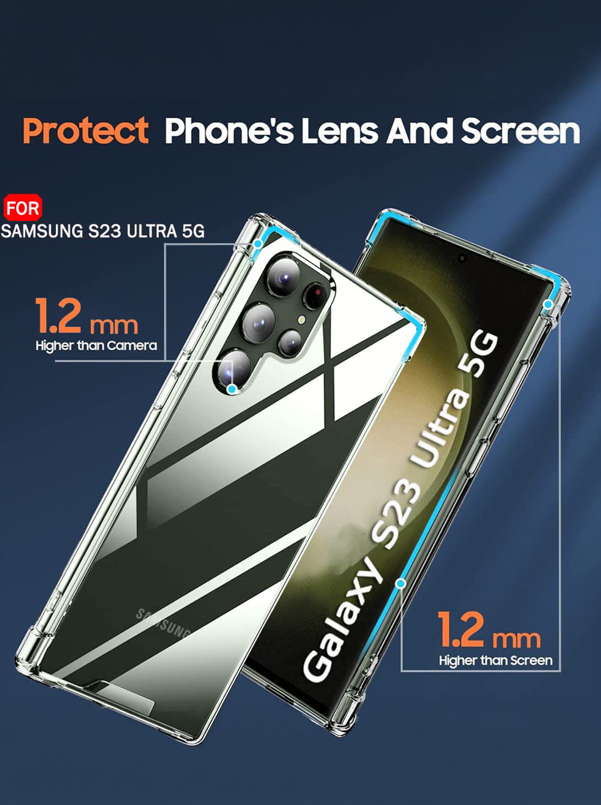 Samsung S23 Ultra | PC + TPU | Clear Transparent | 360 Edges Protection | Phone Bumper Case (Transparent)