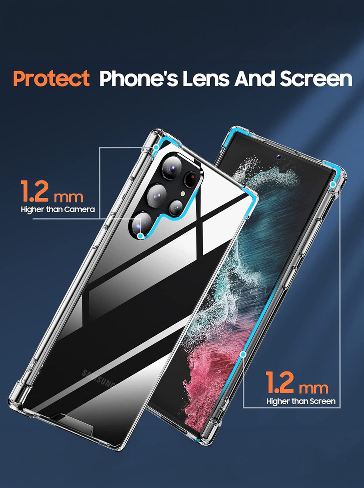 Samsung Galaxy S22 Ultra | Shockproof Clear Back Cover Case | 360 Degree Protection | Hard Transparent Back Cover | TPU+PC