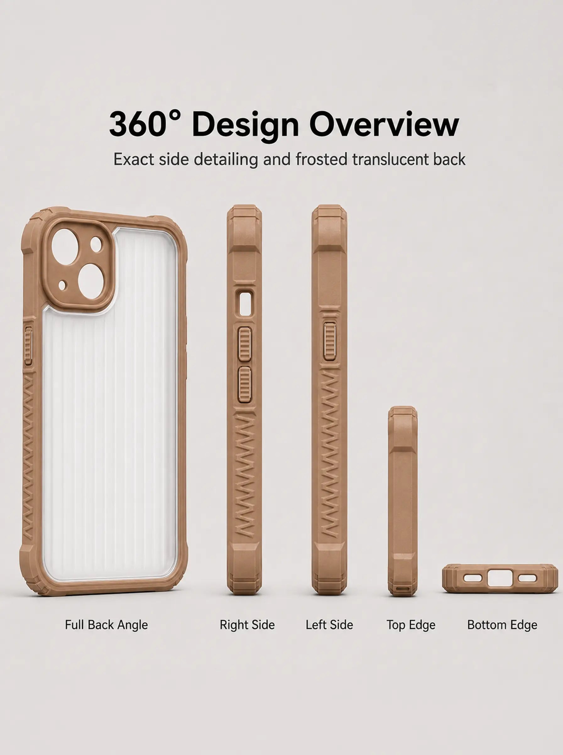 iPhone 13 | Fluted Texture Matte Case with Side Protection Grip | Brown