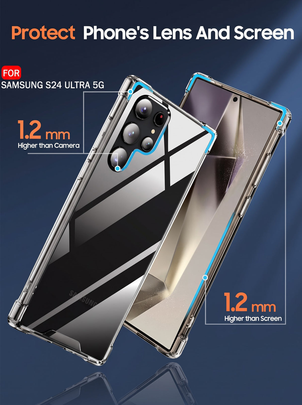 Samsung S24 Ultra | PC + TPU | Clear Transparent | 360 Edges Protection | Phone Bumper Case (Transparent)