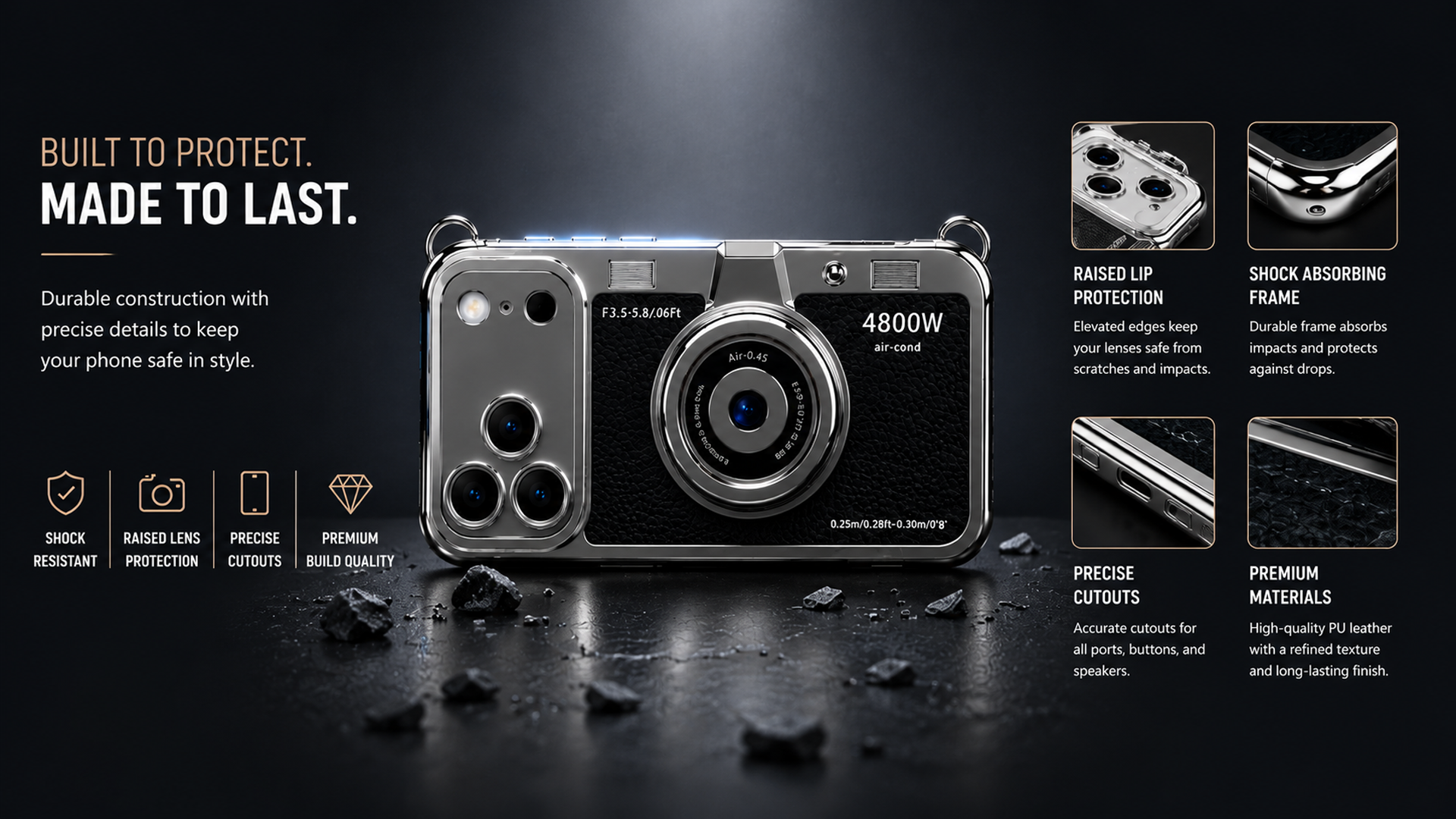 iPhone 17 Pro Max | Camera Style Case | Black