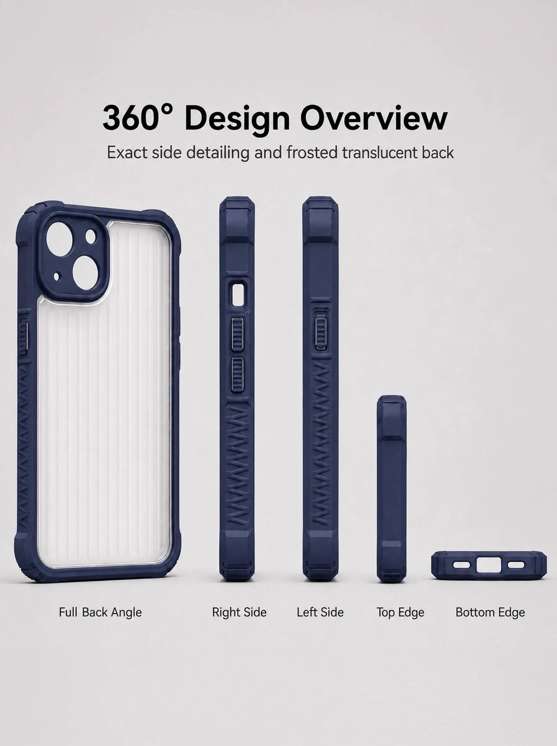iPhone 14 | Fluted Texture Matte Case with Side Protection Grip | Blue