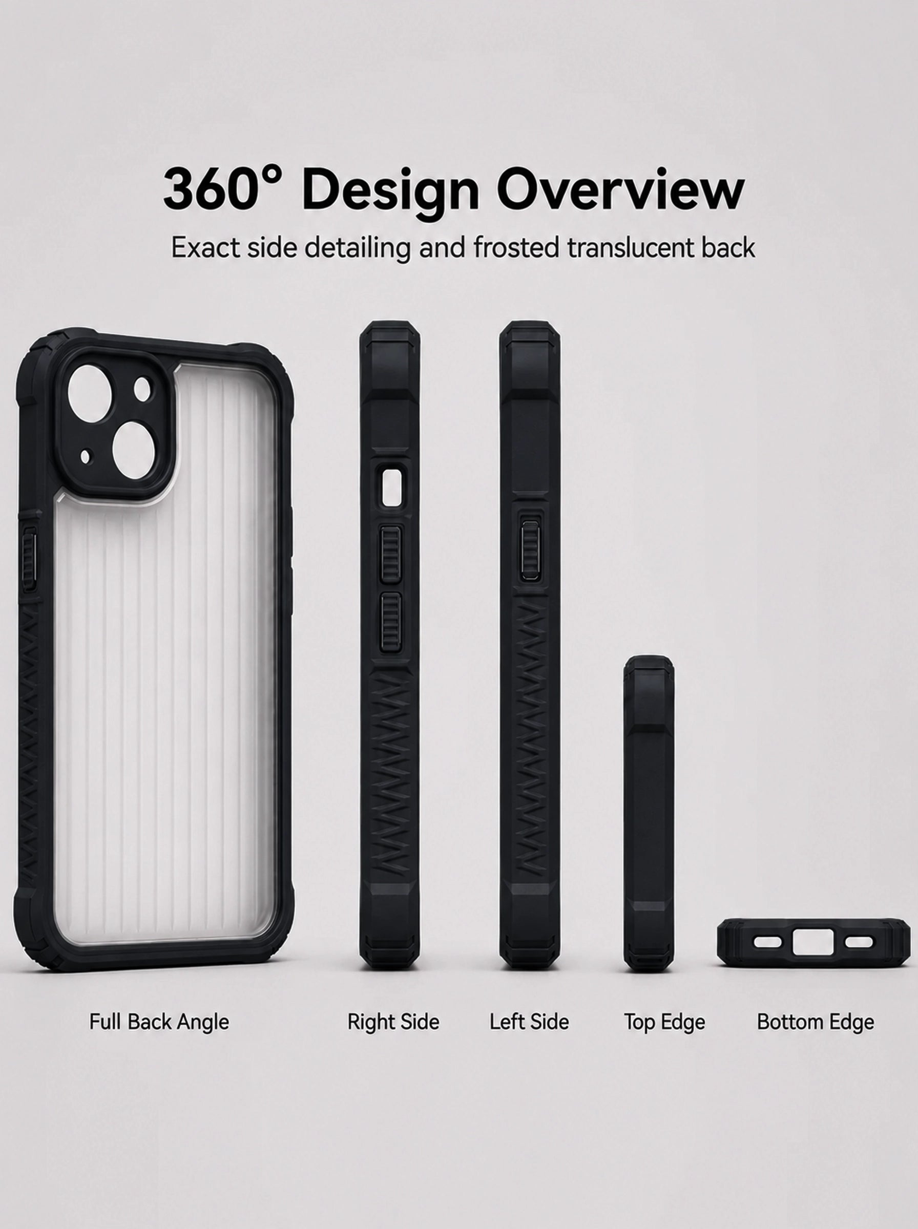 iPhone 13 | Fluted Texture Matte Case with Side Protection Grip | Black