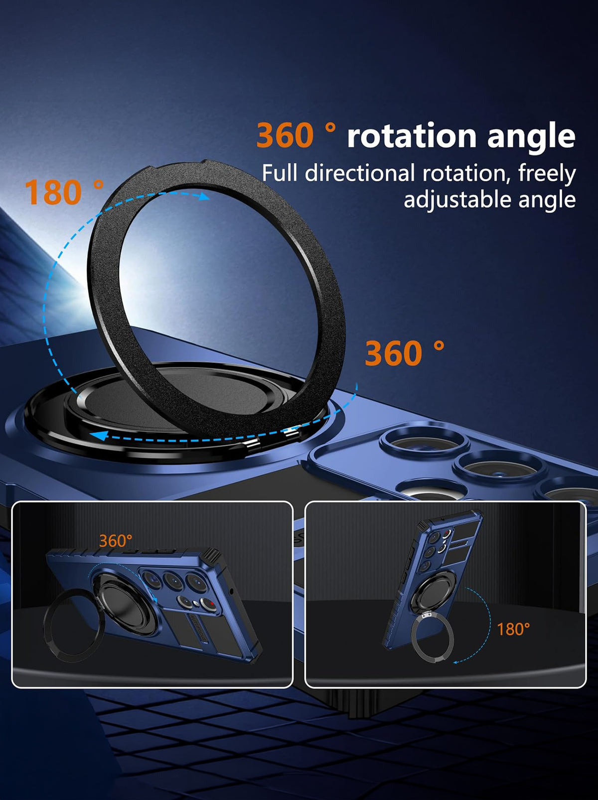 Samsung S23 Ultra | MagSafe Compatible | Magnetic Ring Holder | Soft TPU + Hard PC | Blue