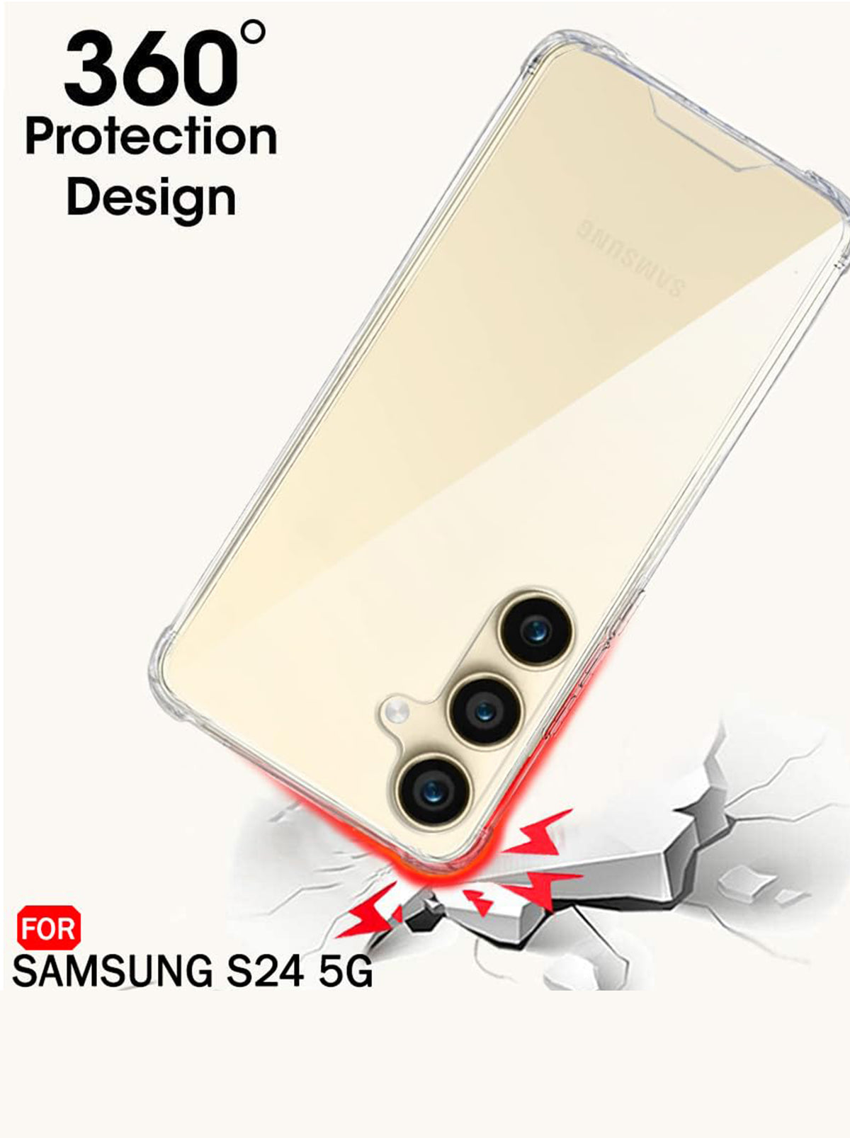 Samsung S24 | PC + TPU | Clear Transparent | 360 Edges Protection | Phone Bumper Case (Transparent)