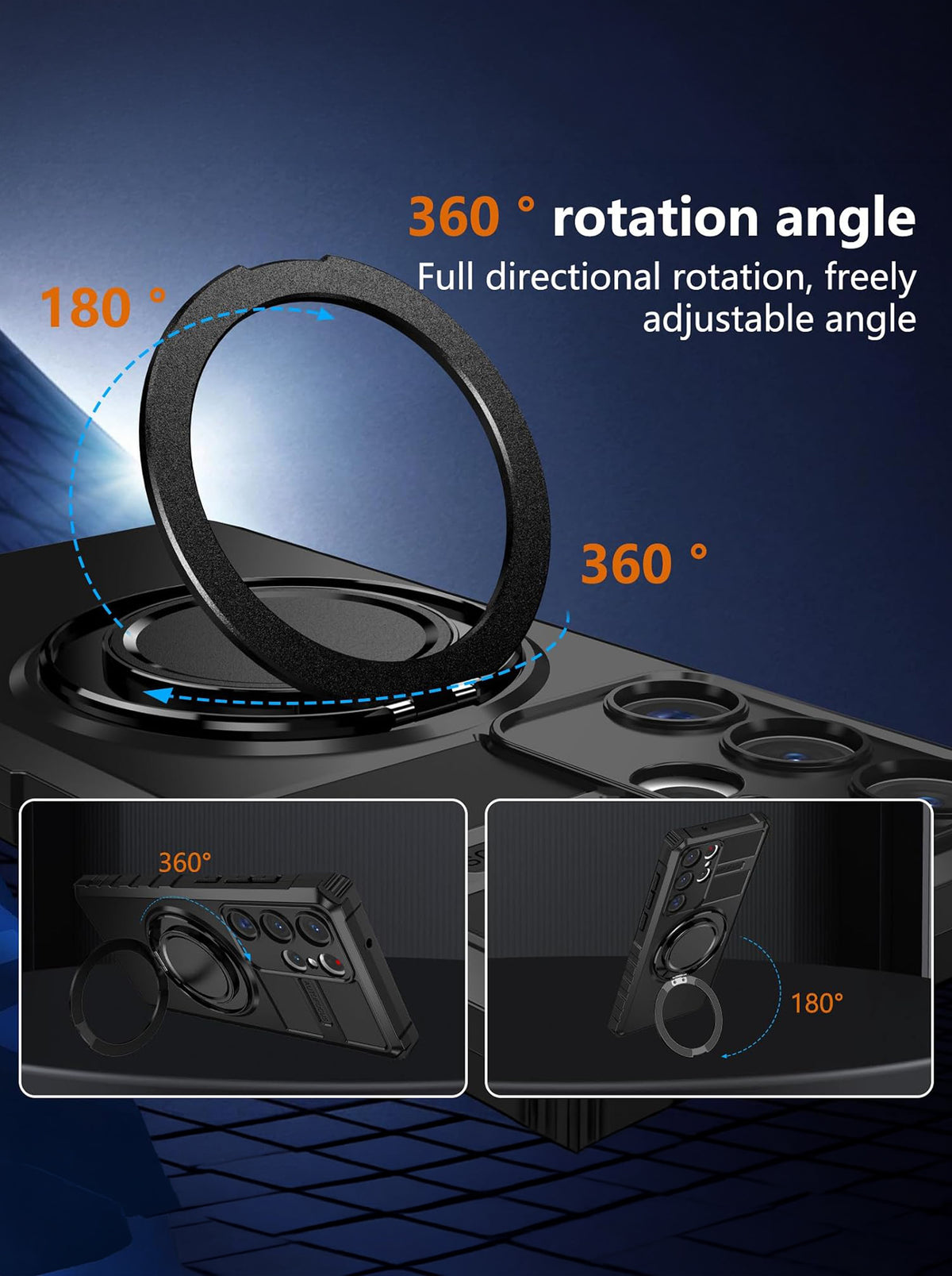 Samsung S23 Ultra | MagSafe Compatible | Magnetic Ring Holder | Soft TPU + Hard PC | Black