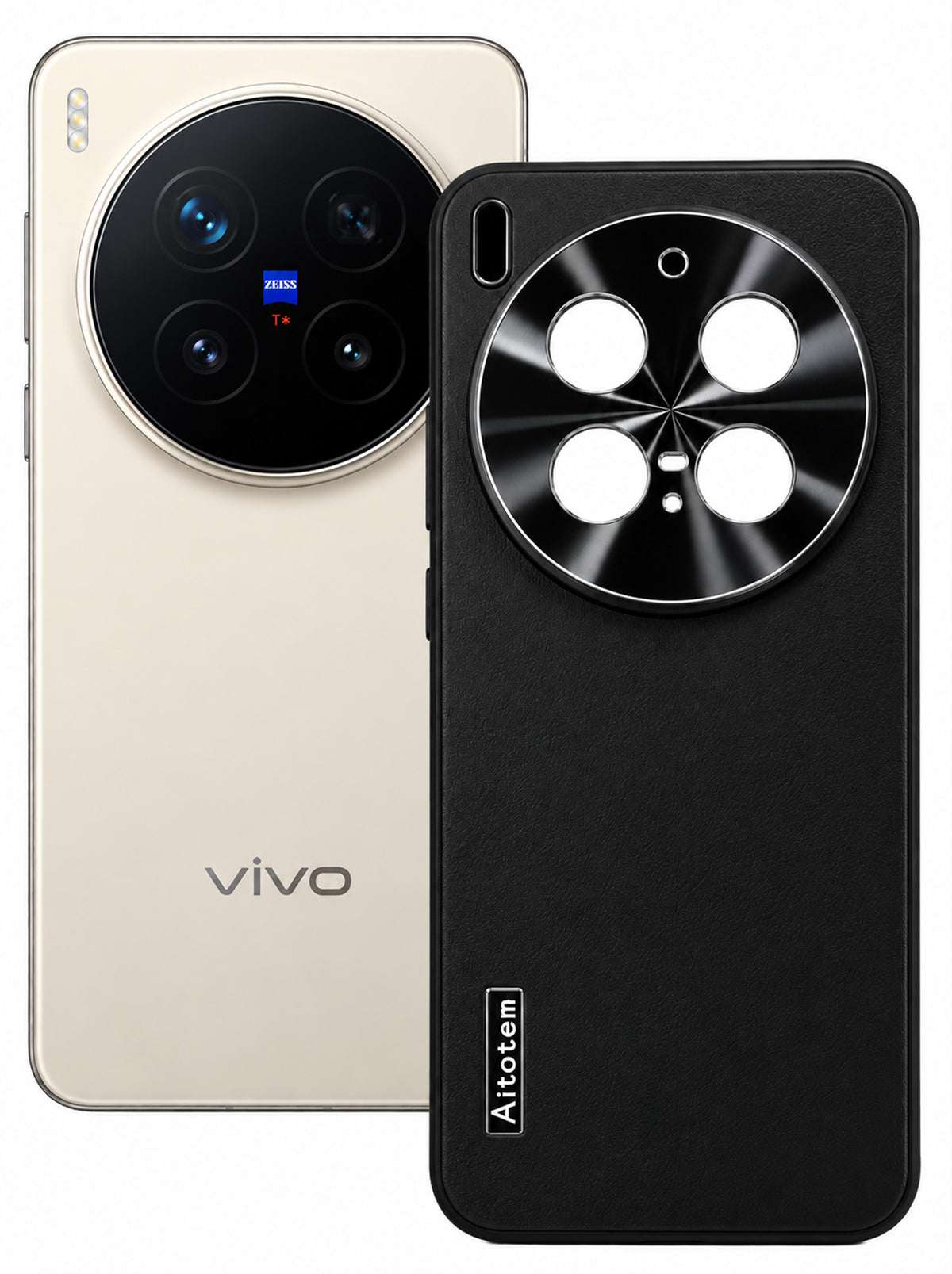Vivo X300 Pro | Dual-ton Case | Leather Back | Metal Camera Lens Protection | Black