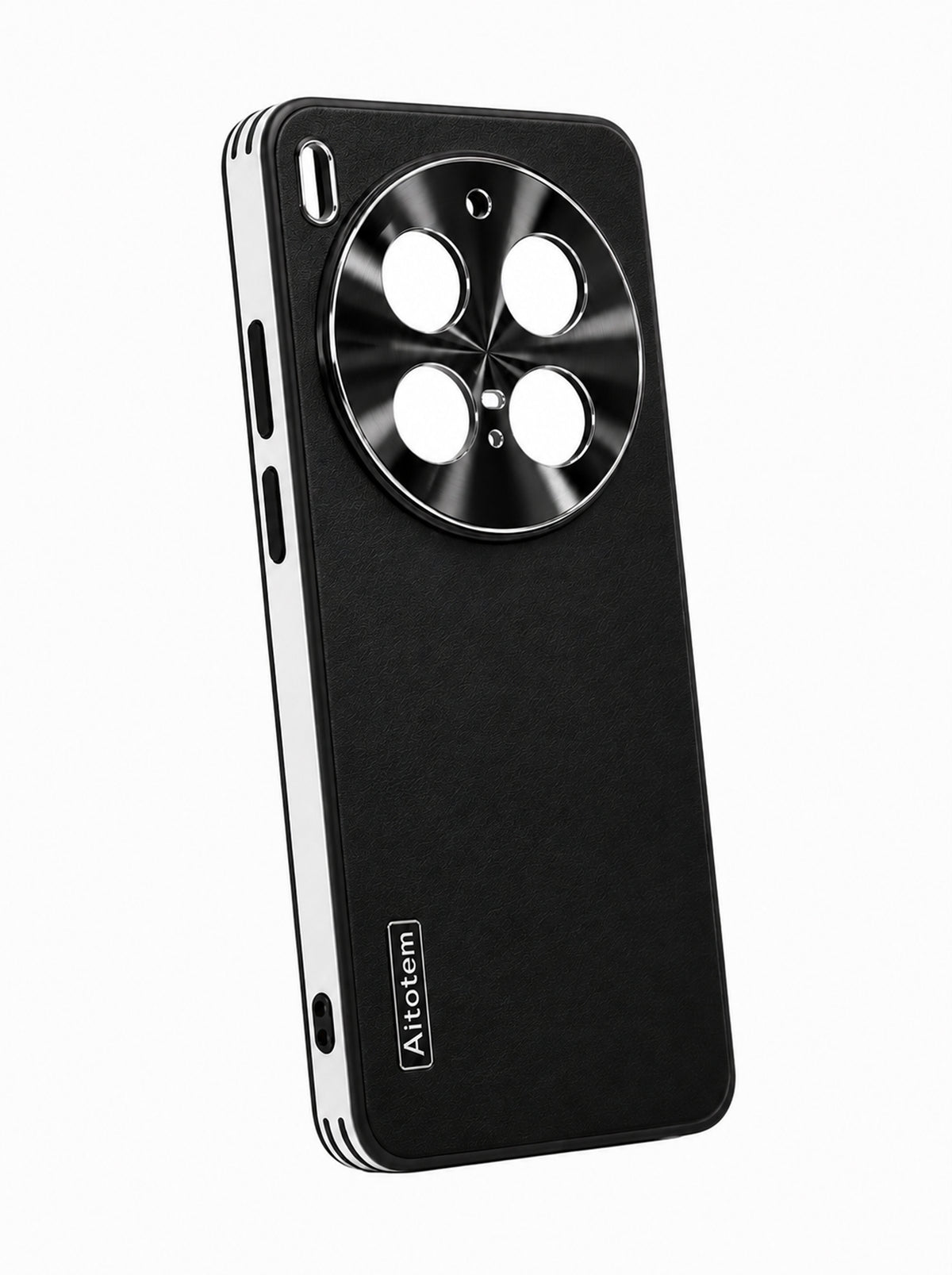 Vivo X300 Pro | Dual-ton Case | Leather Back | Metal Camera Lens Protection | Black